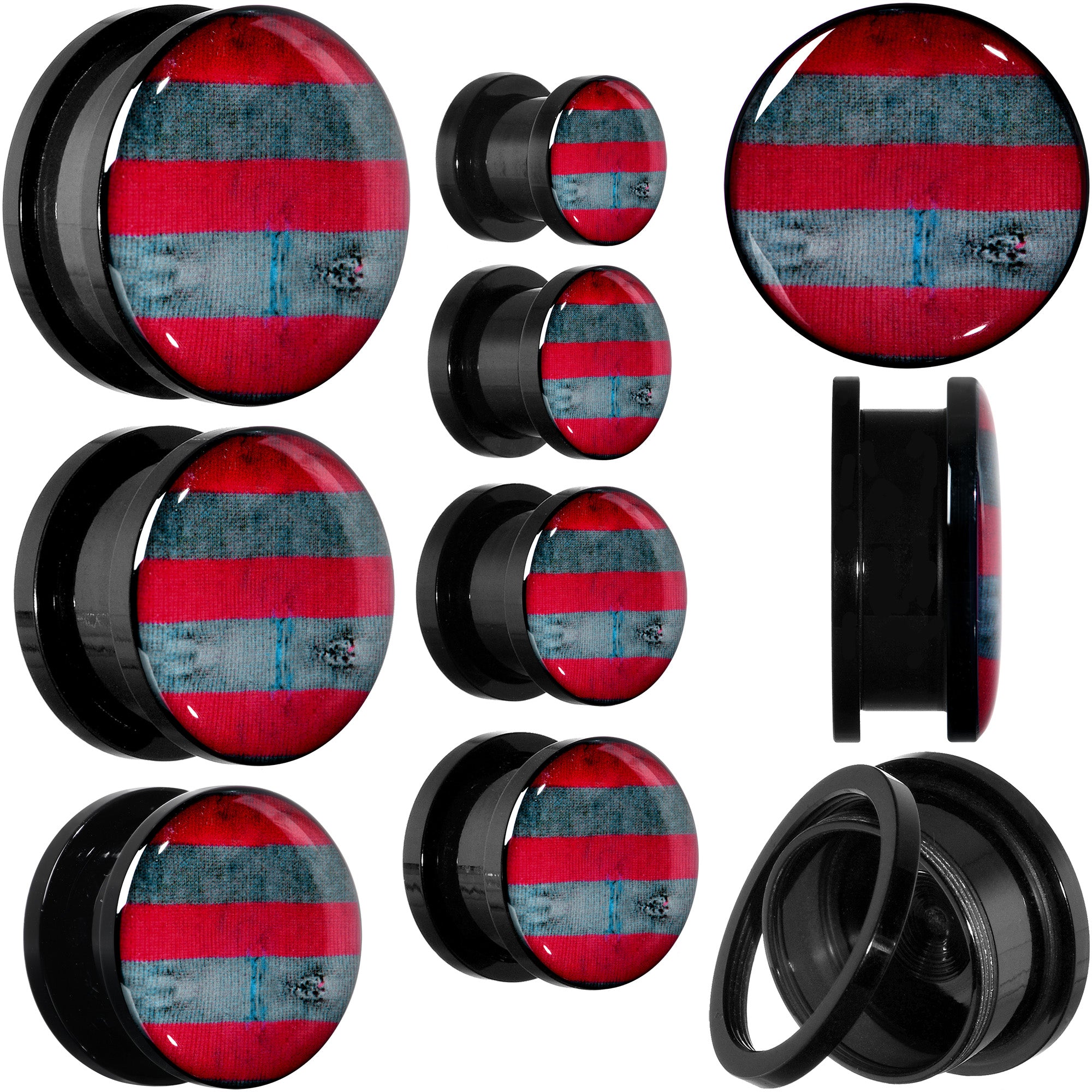 Licensed Nightmare on Elm Street Freddy Stripes Screw Fit Plug Set