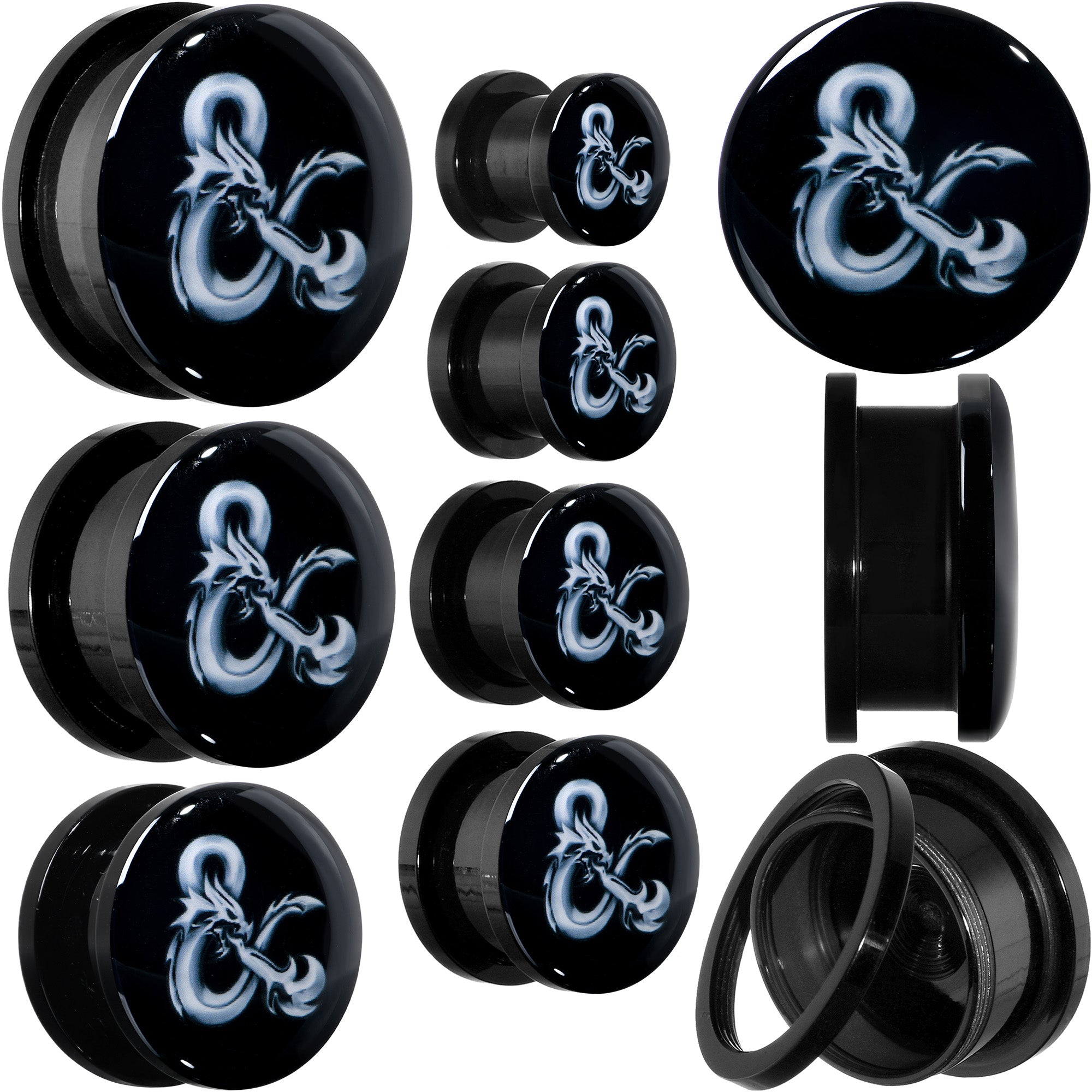 Licensed Dungeons & Dragons Ampersand Black Screw Fit Plug Set