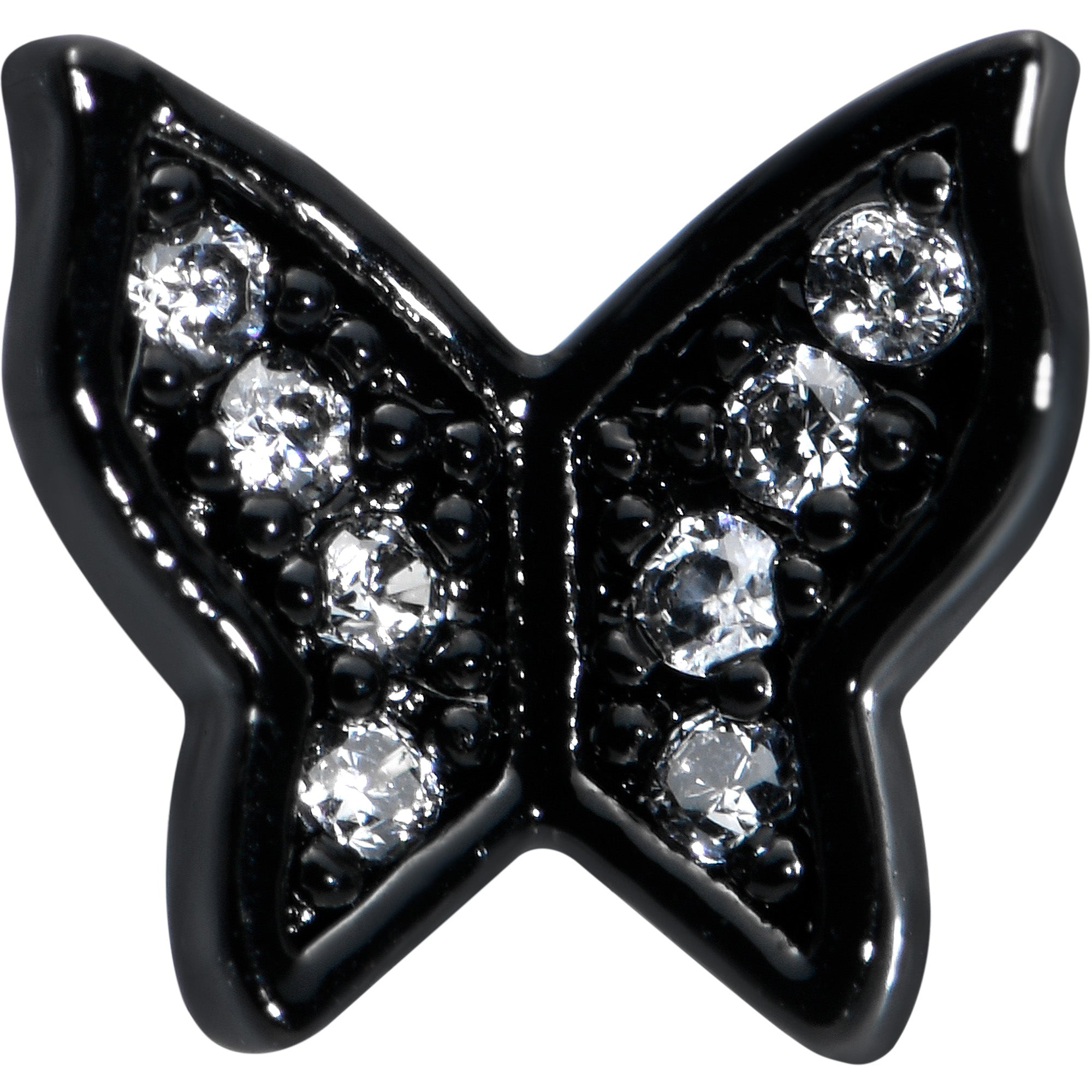 16 Gauge 5/16 Clear Gem Black Butterfly Internal Thread Labret Tragus