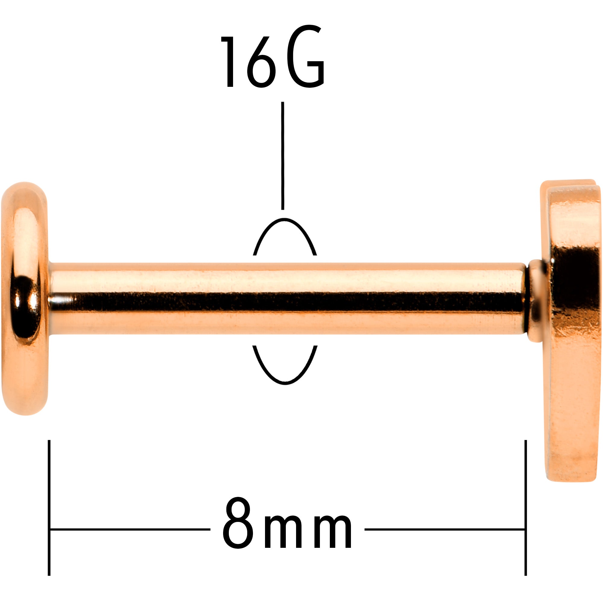 16 Gauge 5/16 Rose Gold Tone Simple Heart Internally Threaded Labret