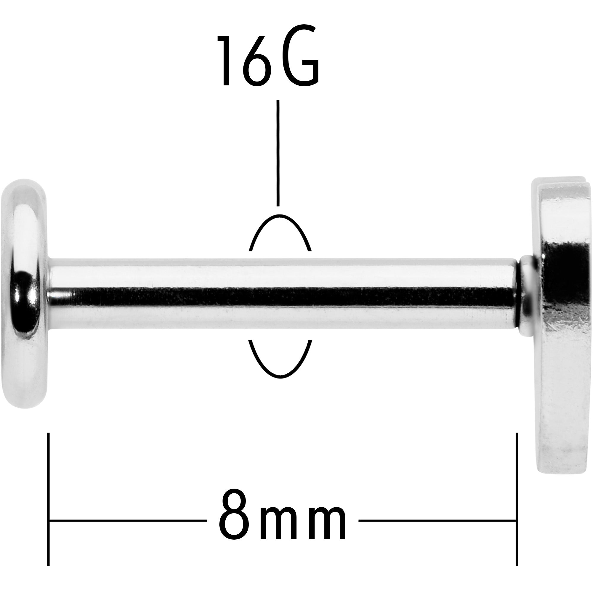 16 Gauge 5/16 Simple Heart Internally Threaded Labret Monroe Tragus