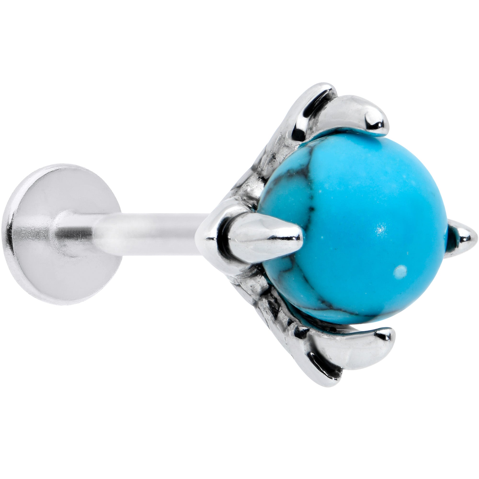 16 Gauge 5/16 Blue Turquoise Claw Hand Labret Monroe Tragus