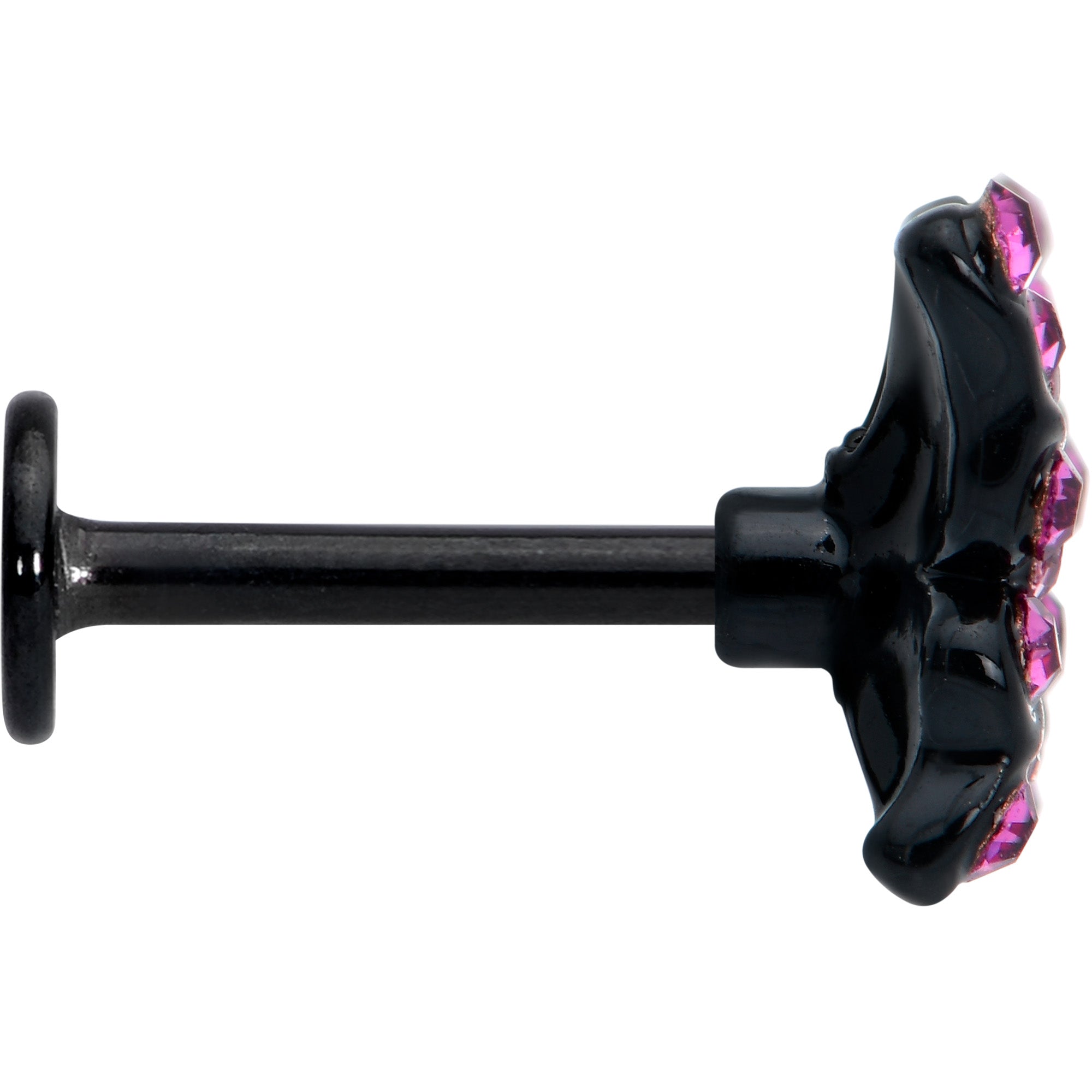 16 Gauge 5/16 Pink Gem Black Midnight Butterfly Labret Monroe Tragus