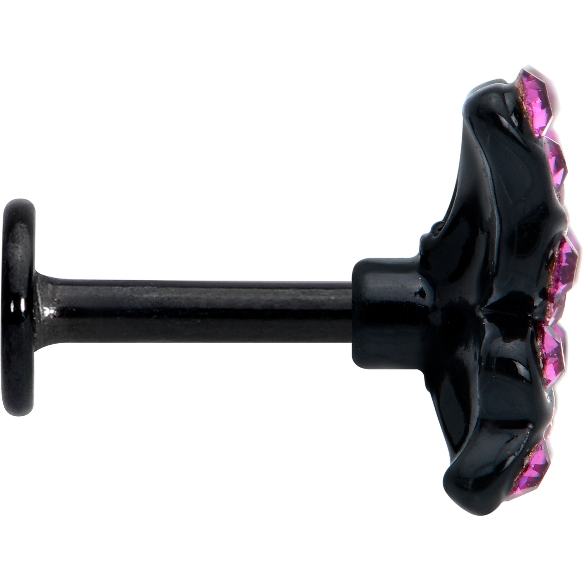 16 Gauge 1/4 Pink Gem Black Midnight Butterfly Labret