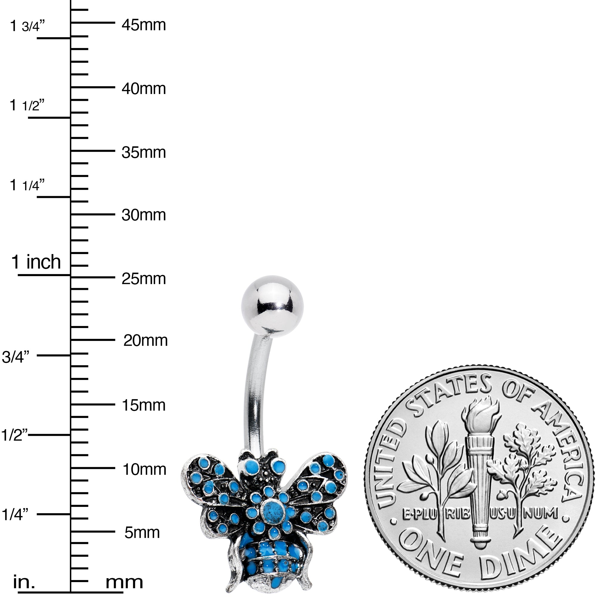 Textured Blue Baroque Butterfly Belly Ring