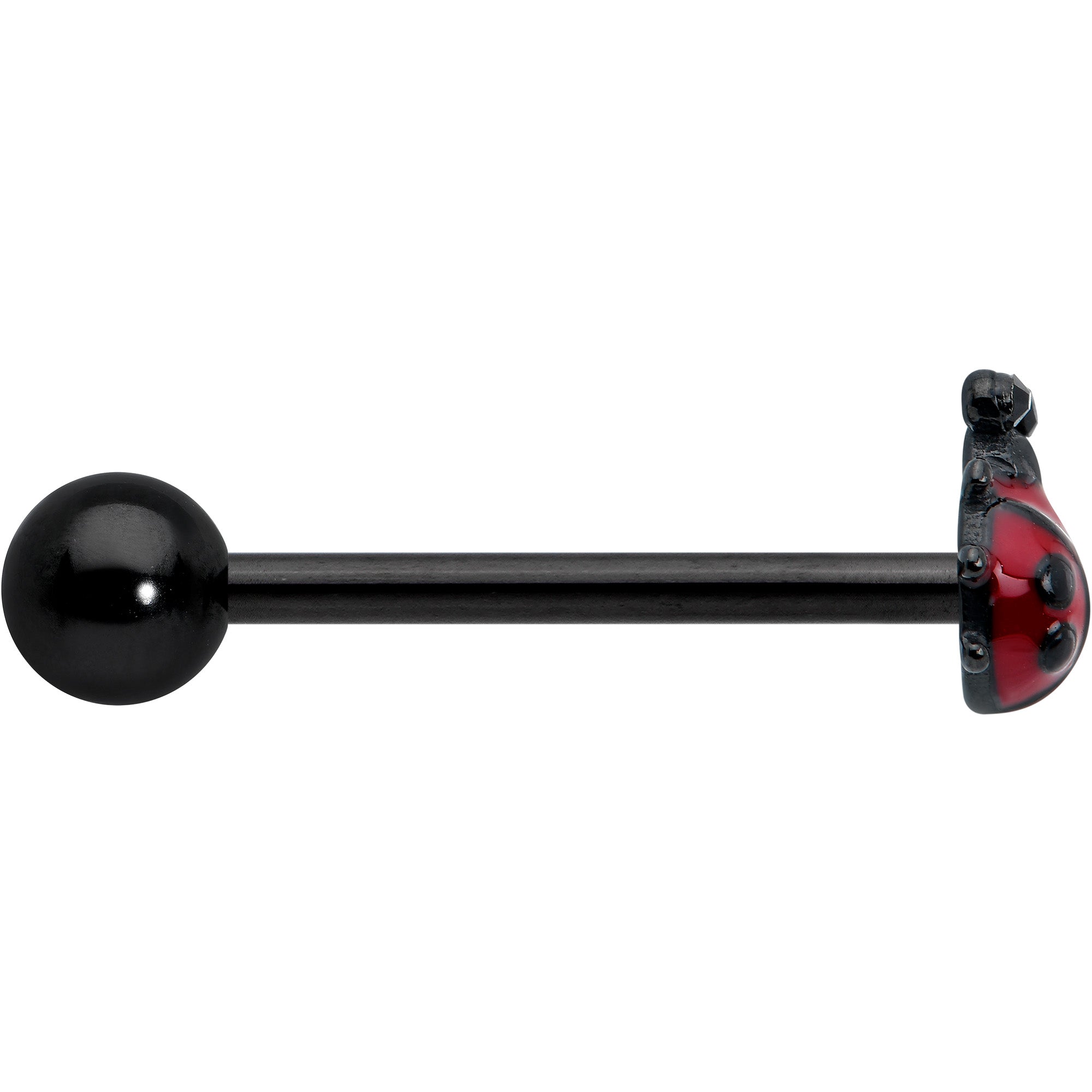 Black Classic Ladybug Top End Barbell Tongue Ring