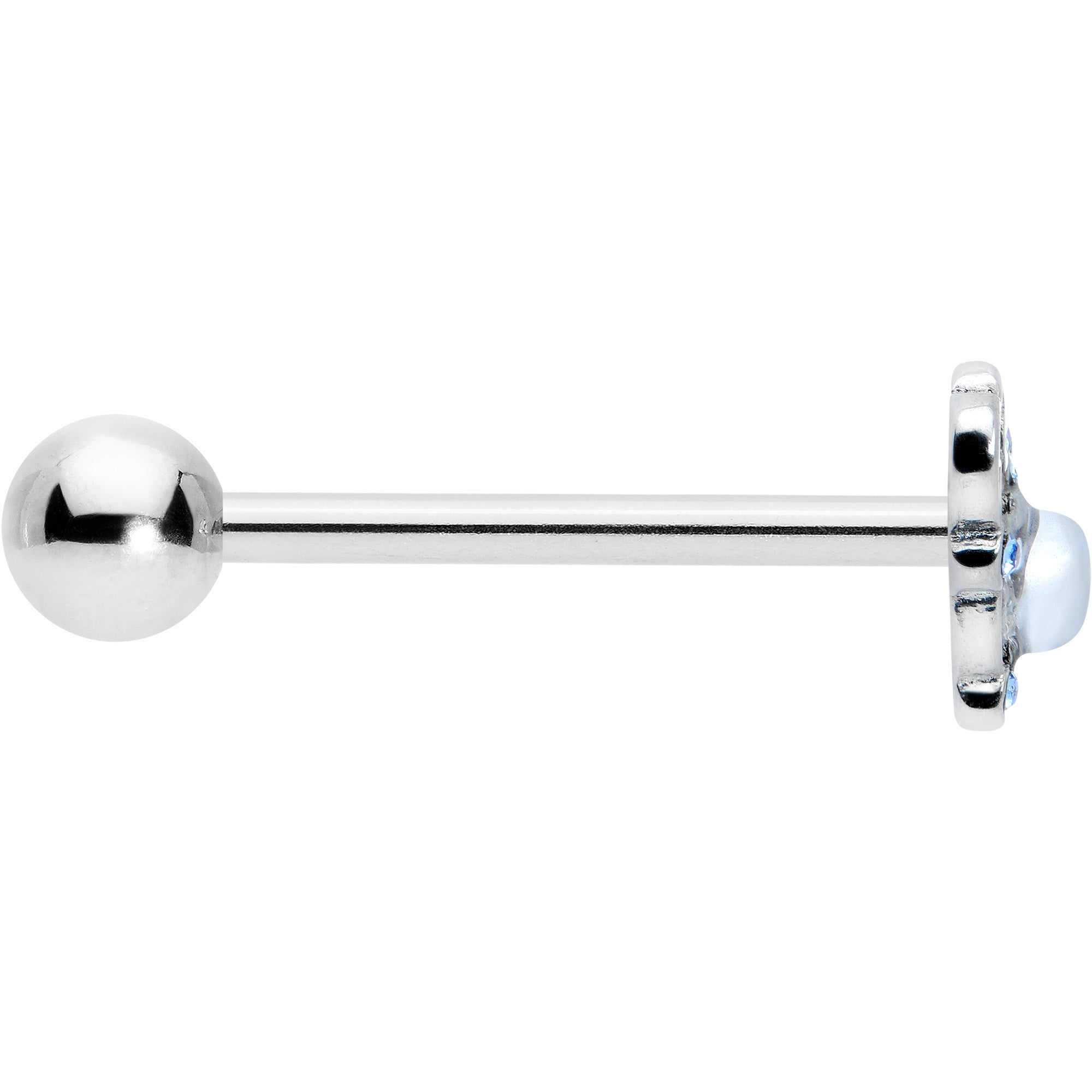 Blue Gem Twining Heart Mystic Orb Barbell Tongue Ring