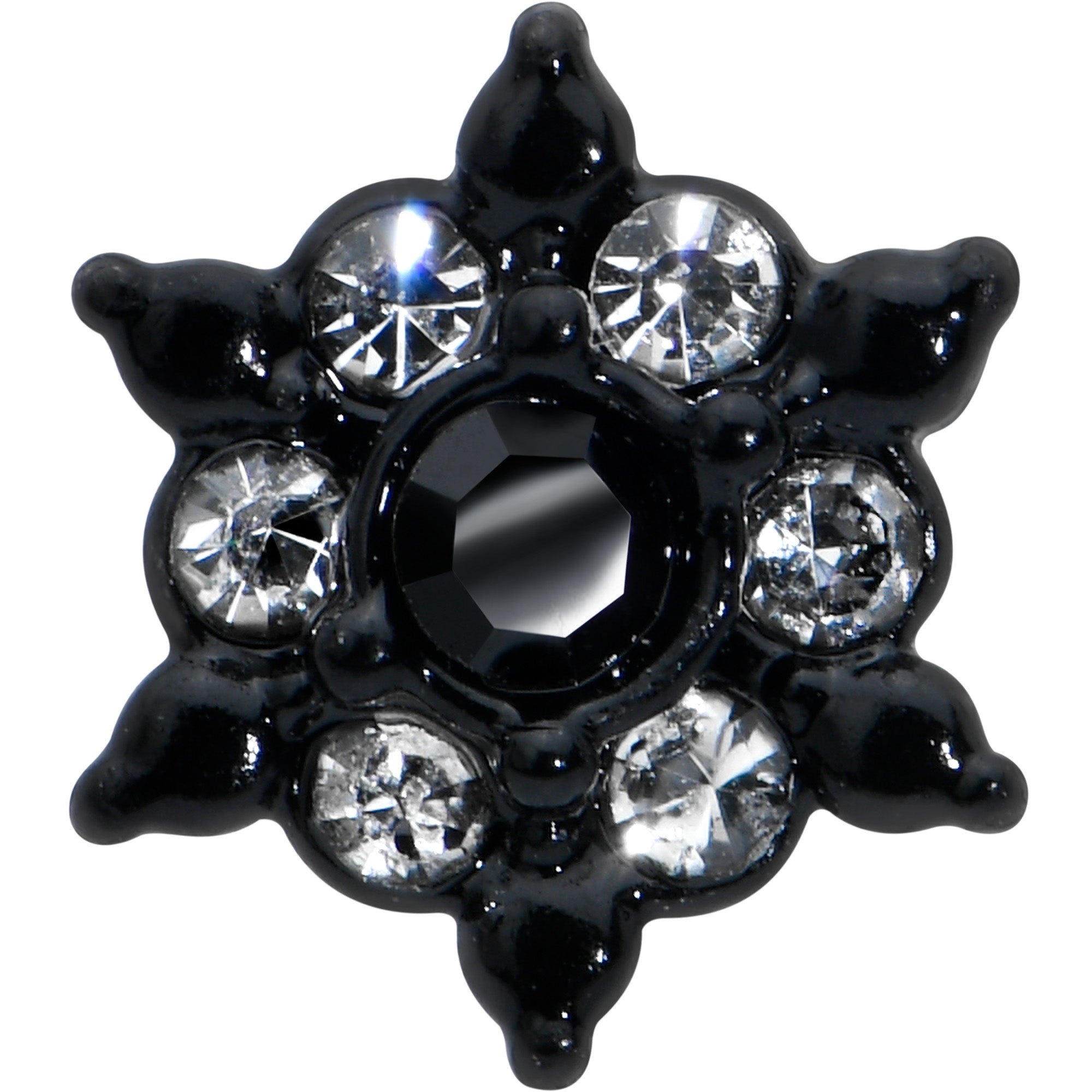 16 Gauge 5/16 Clear CZ Gem Black Abstract Sun Labret Monroe Tragus