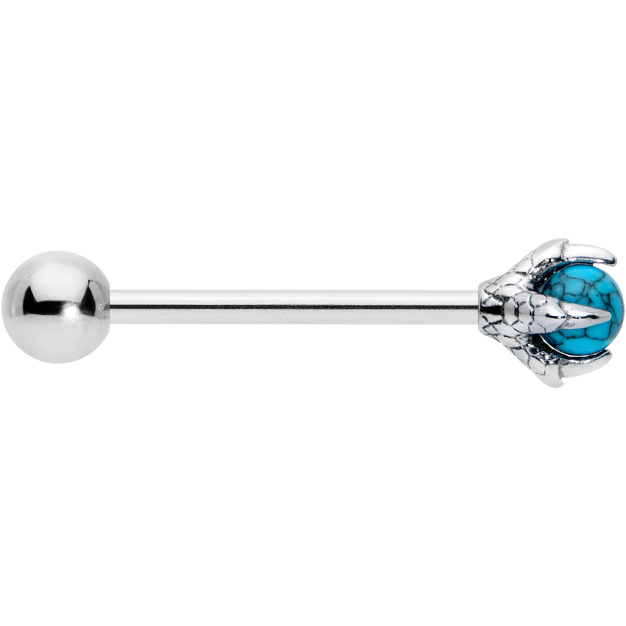 Blue Turquoise Skeleton Hand Halloween Barbell Tongue Ring