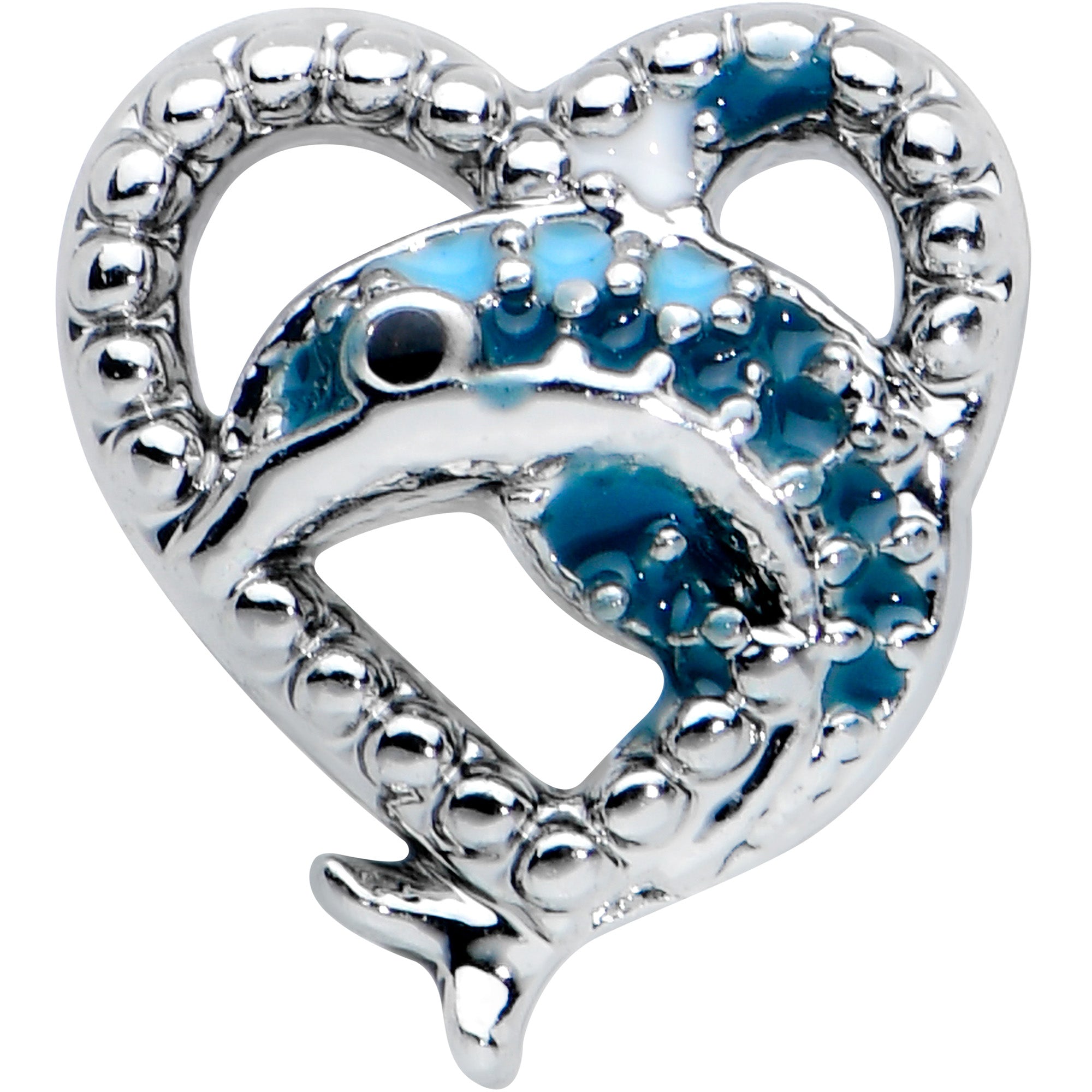 16 Gauge 5/16 Dolphin Blue Heart Valentines Day Labret Monroe Tragus