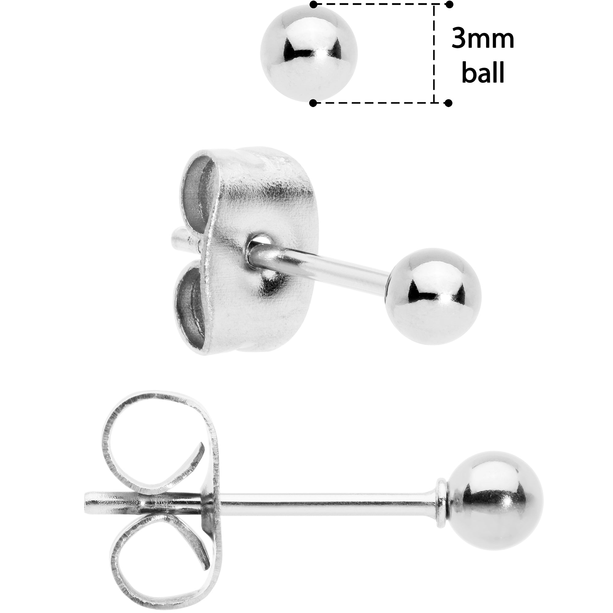 DHRUVS COLLECTION Ball Design 925 Pure Sterling-Silver Stud Earrings(3MM)  for Boys & Girl : Amazon.in: Fashion