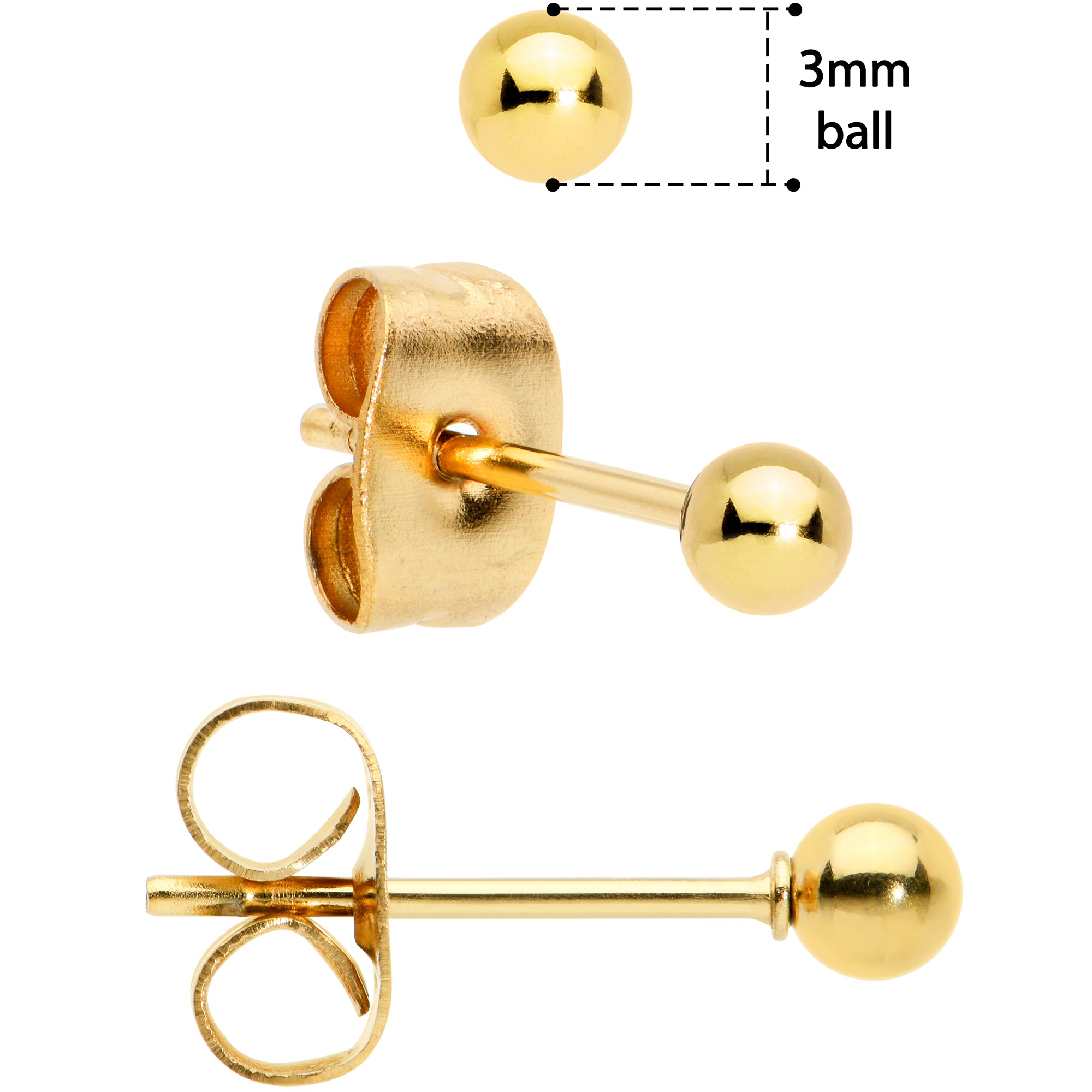 4MM Solid 14 Karat Gold Ball Earrings