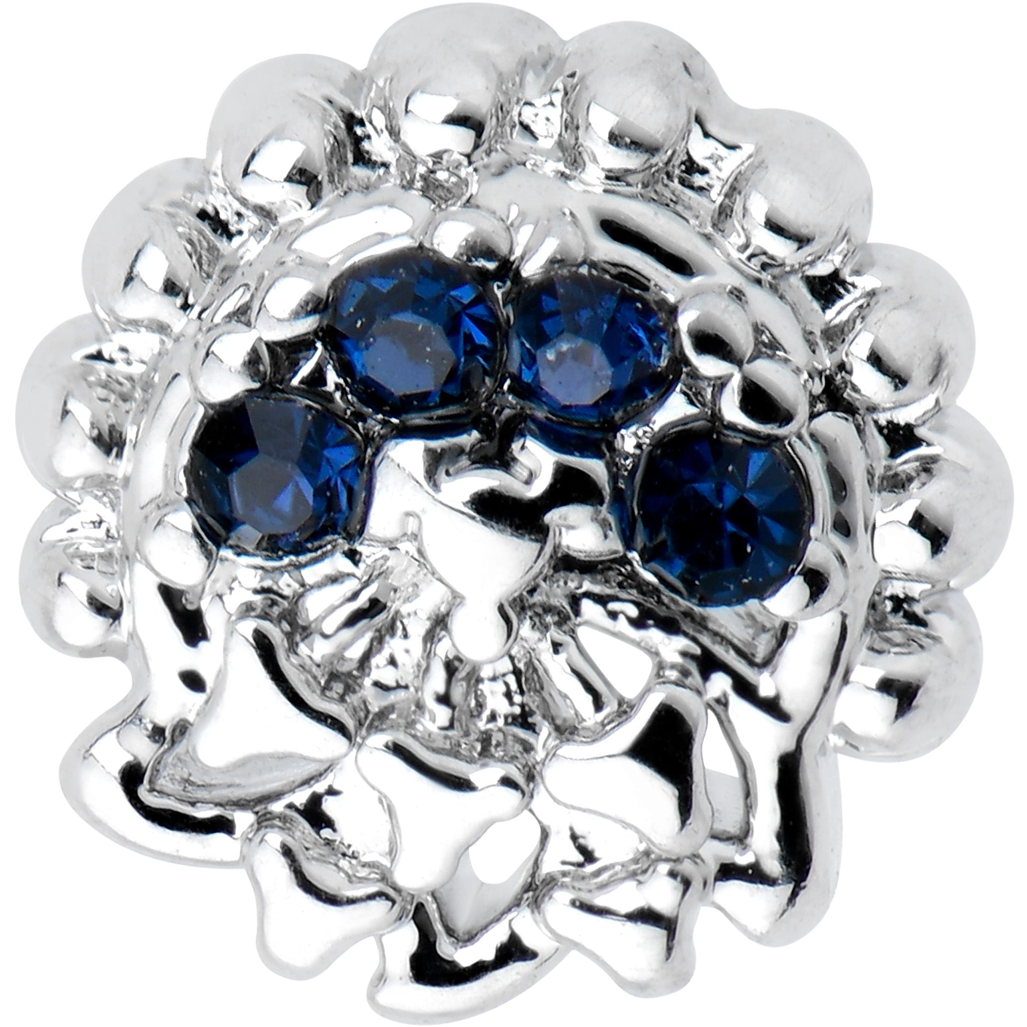 20 Gauge 7mm Blue Clear Gem Abstract Arch L Shape Nose Ring