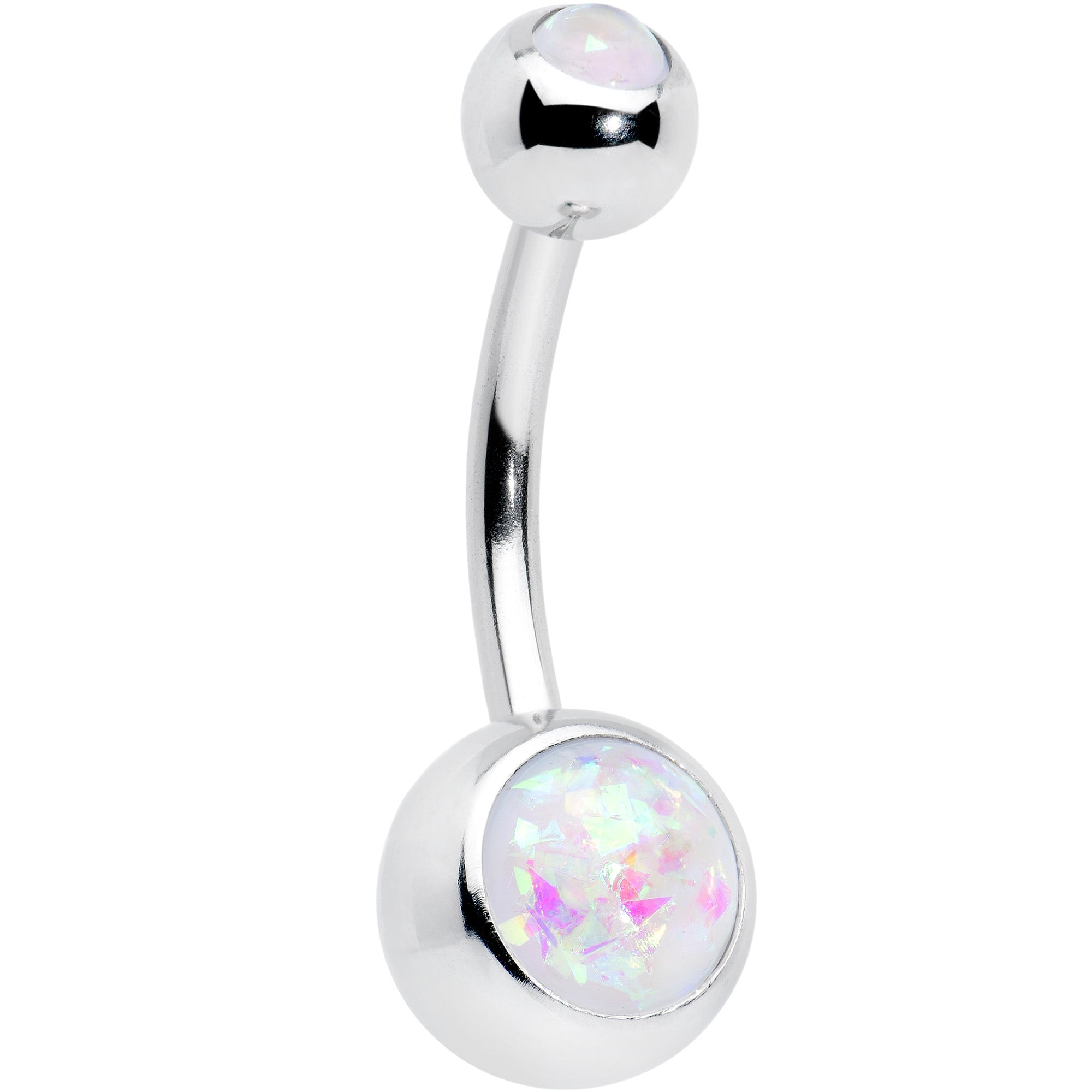 Smile Flower UV Glow Faux Opal Belly Ring Set of 4