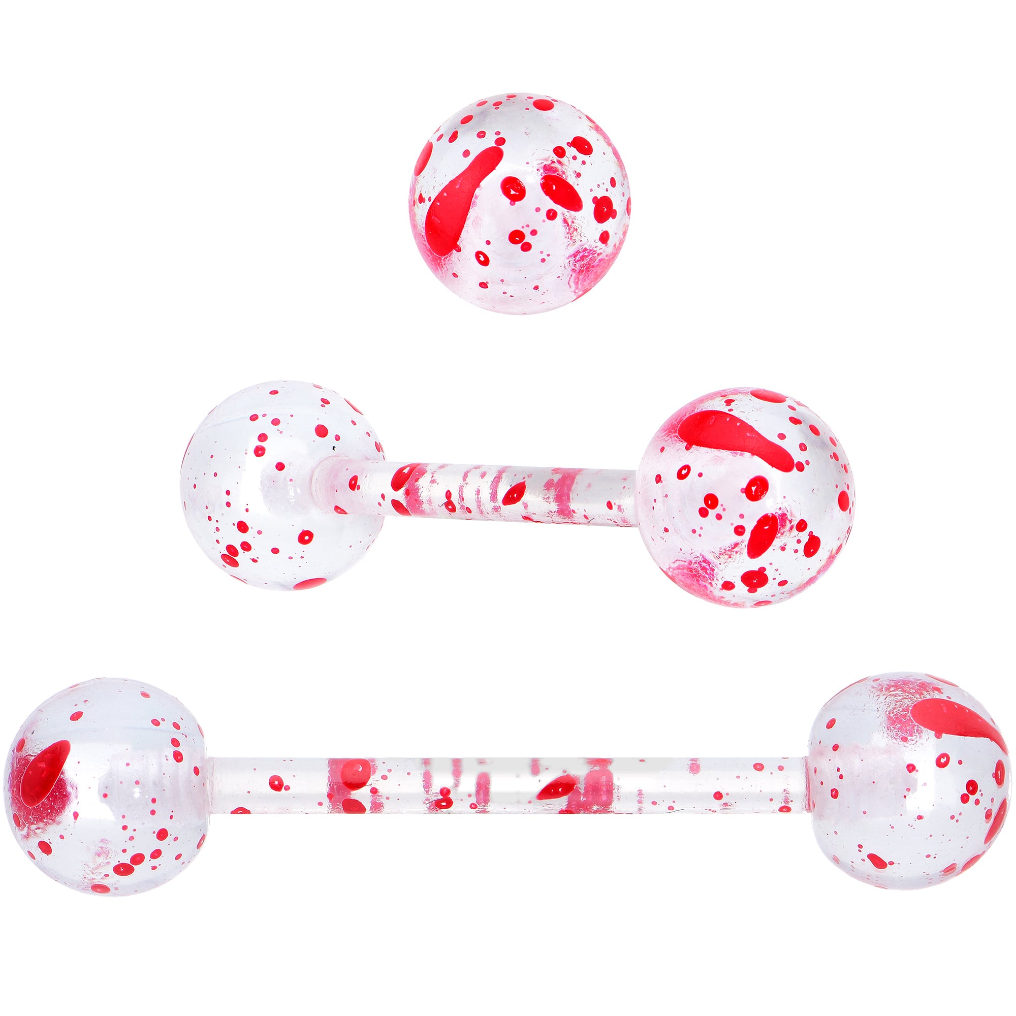 Licensed Friday the 13th Mask Splatter Barbell Tongue Ring Set of 4