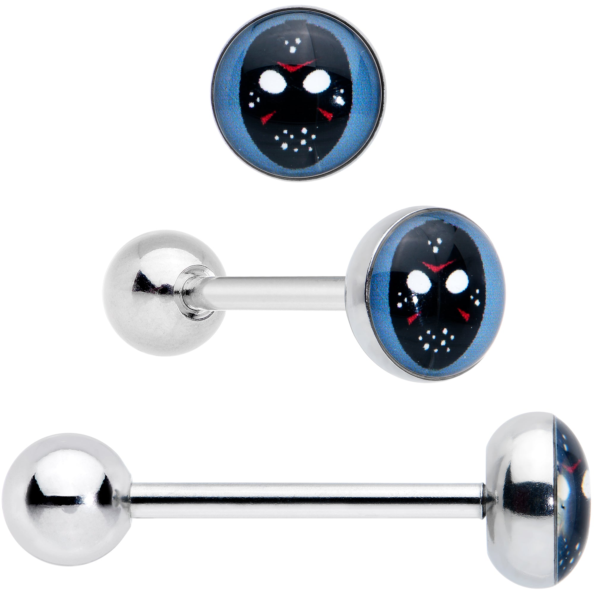 Licensed Friday the 13th Mask Splatter Barbell Tongue Ring Set of 4