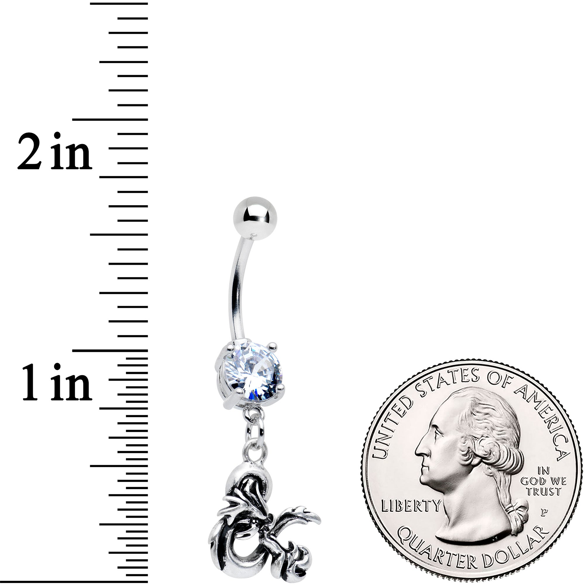 Officially Licensed Dungeons & Dragons Clear CZ Gem Dangle Belly Ring