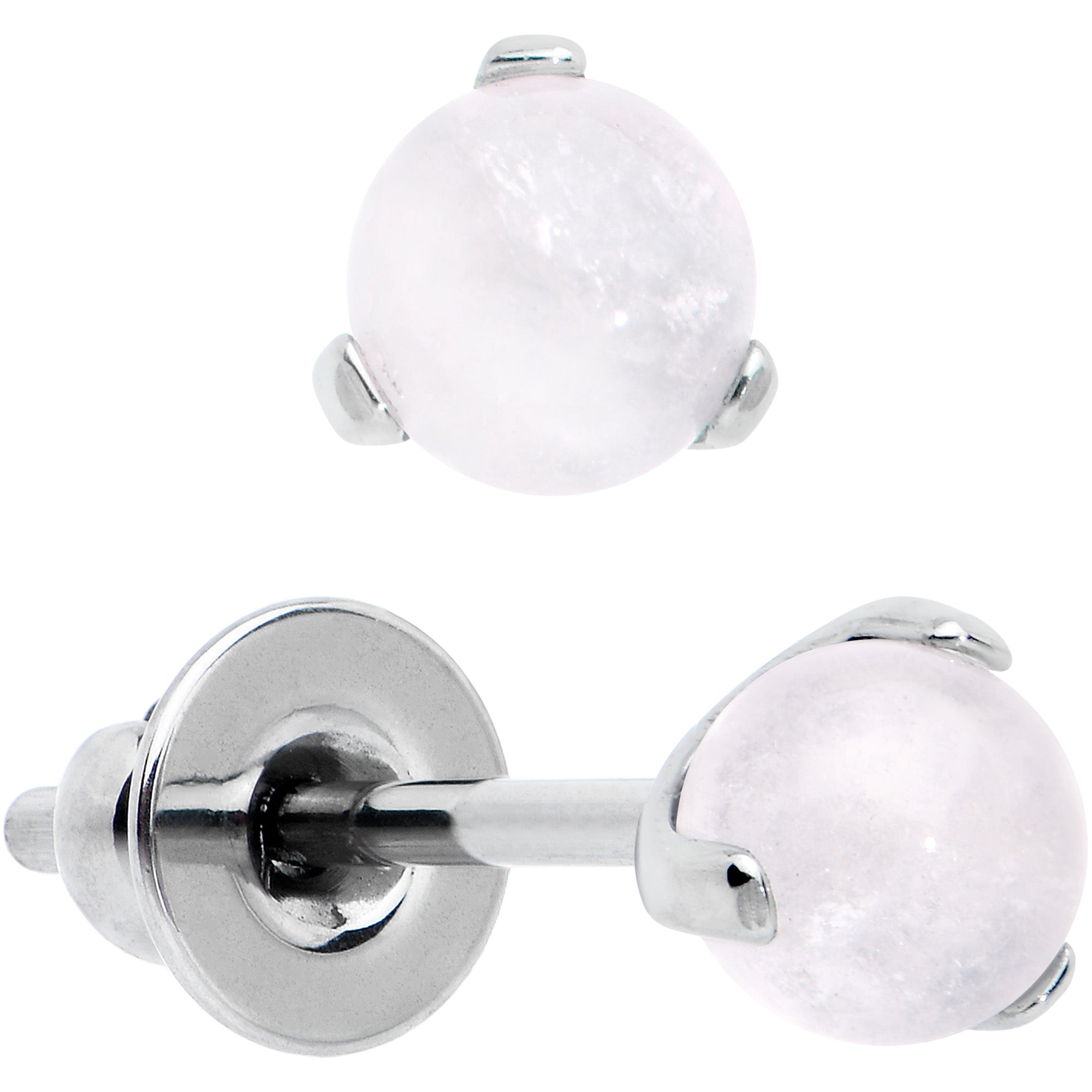 3.5mm Light Rose Quartz Stone Implant Grade Titanium Stud Earrings