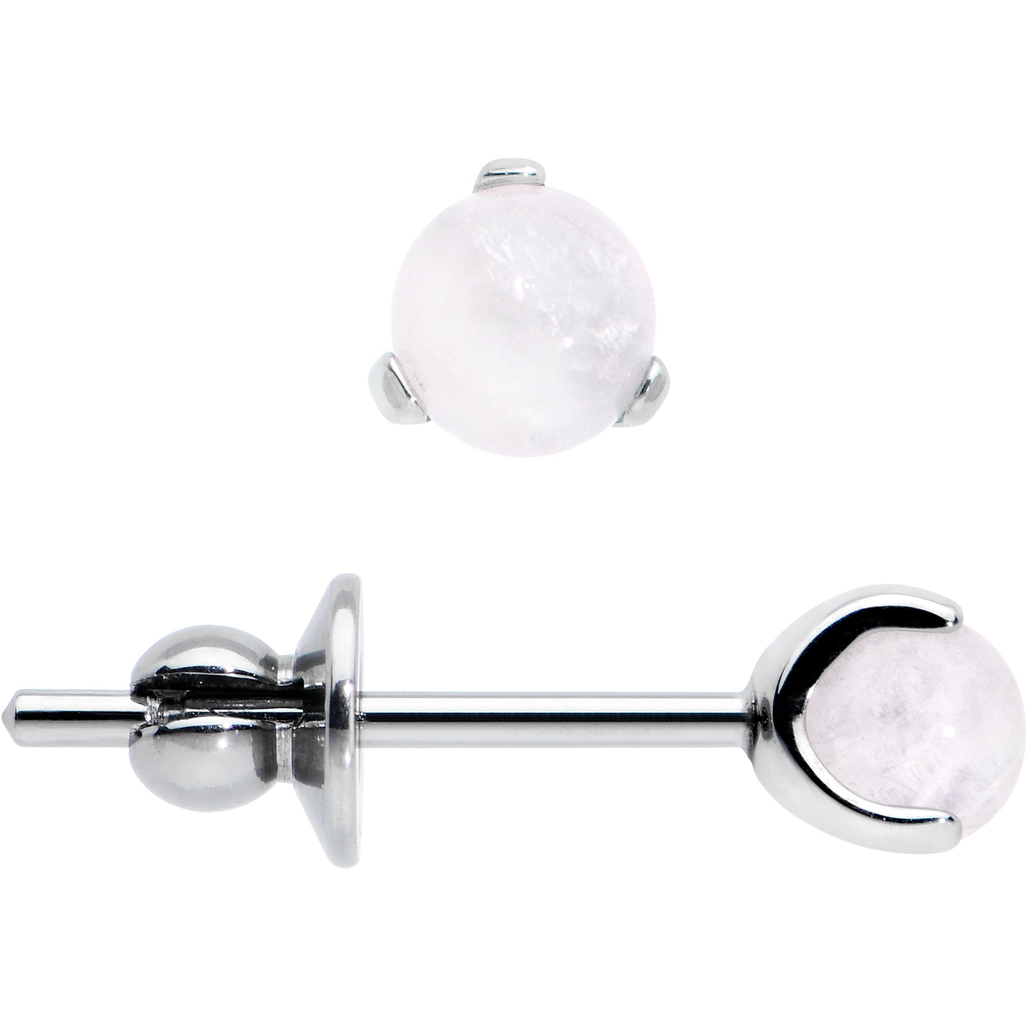 3.5mm Light Rose Quartz Stone Implant Grade Titanium Stud Earrings