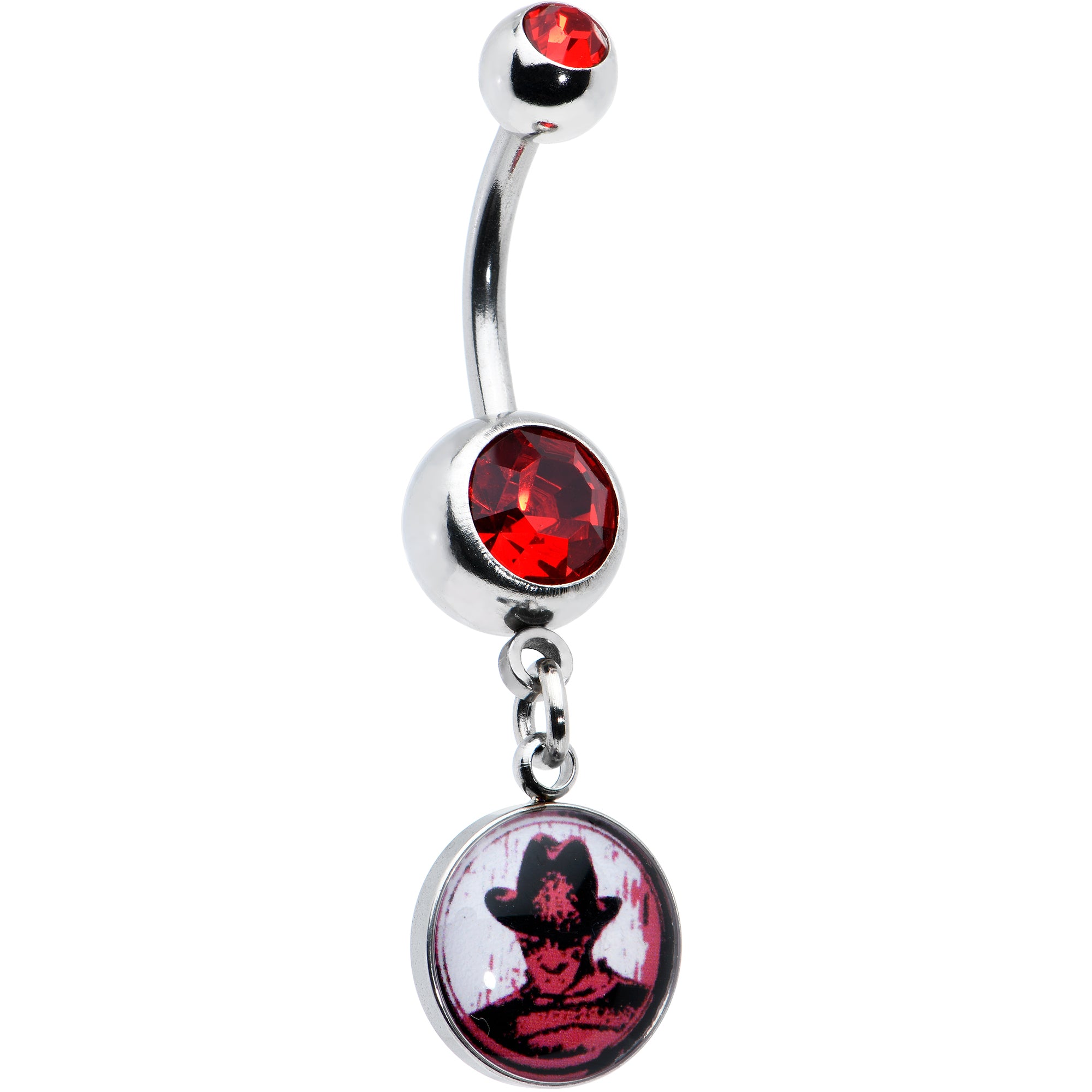 Licensed Nightmare On Elm Street Red Gem Freddy Dangle Belly Ring