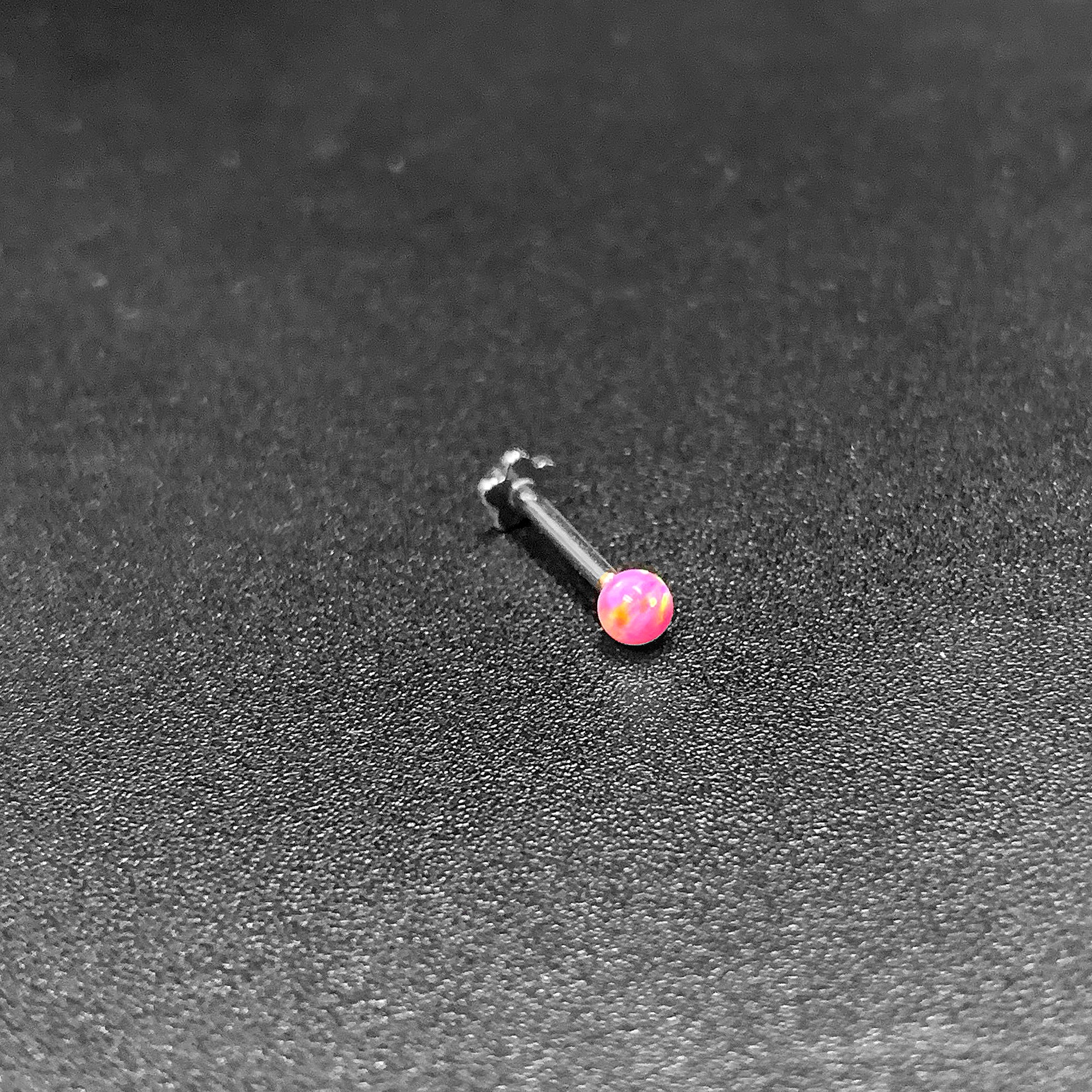 16 Gauge 5/16 Pink Synthetic Opal Titanium Threadless Flower Labret