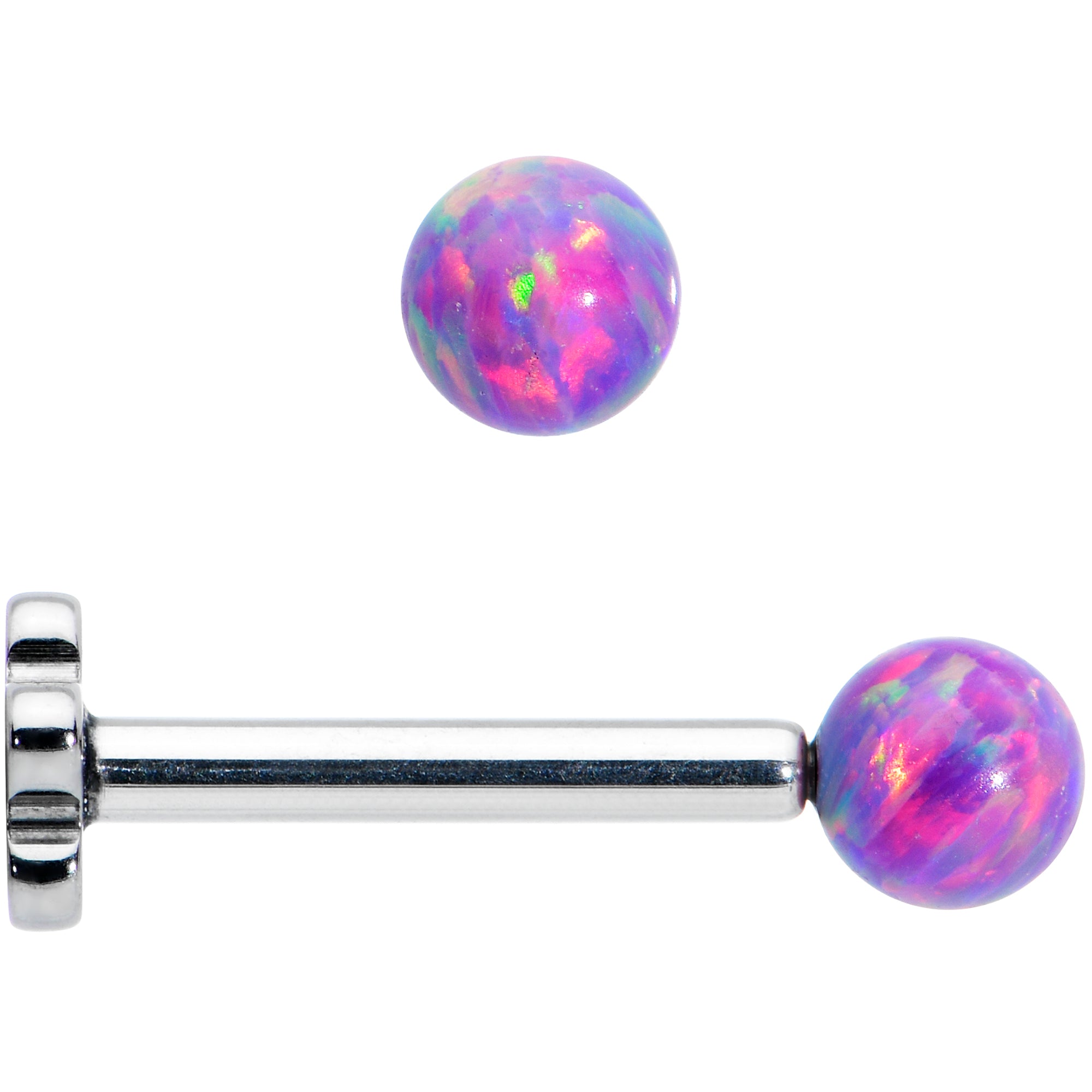 16 Gauge 5/16 Purple Synthetic Opal Titanium Threadless Flower Labret