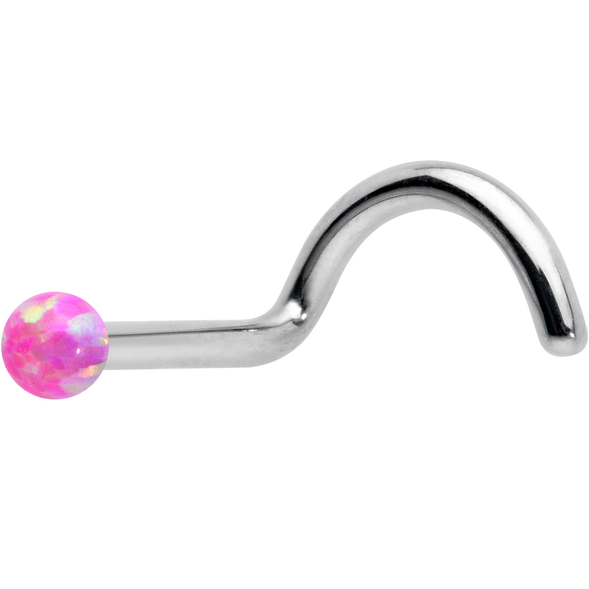 18 Gauge 1/4 Pink Synth Opal G23 Titanium Threadless Left Nose Screw