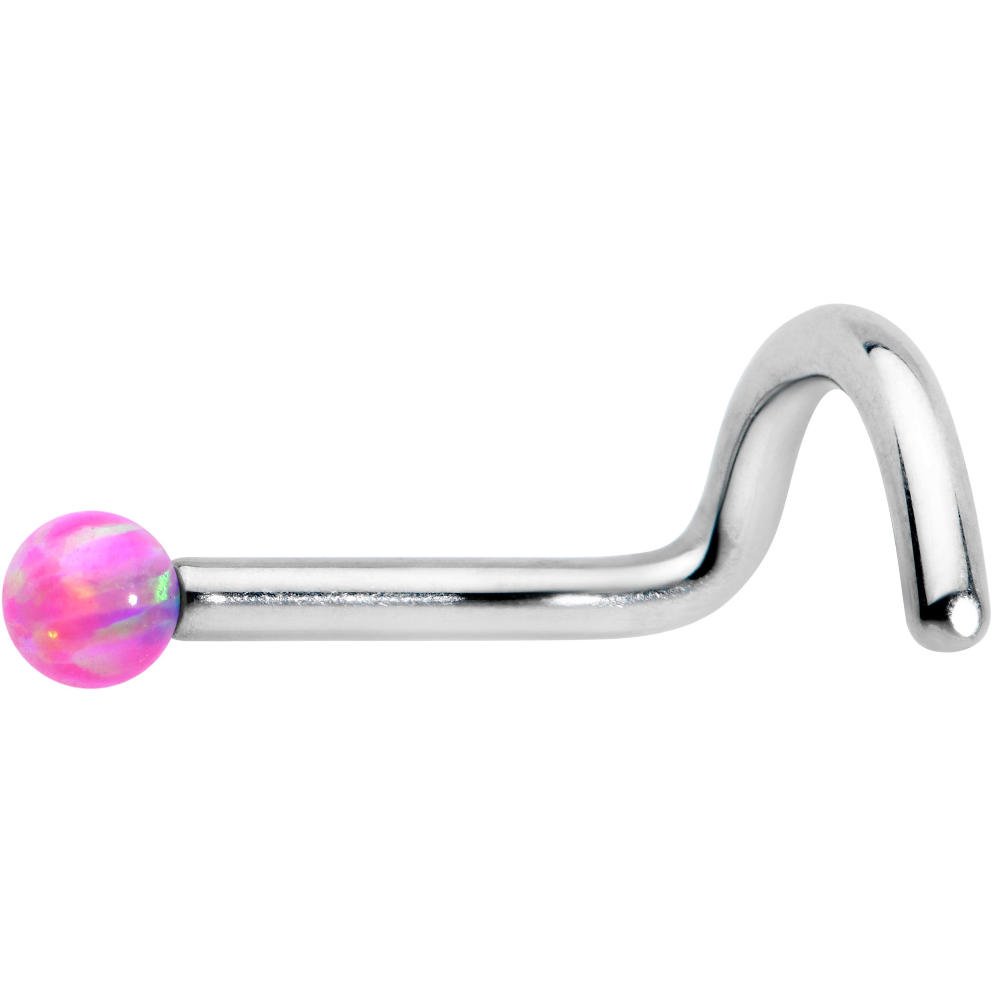 18 Gauge 1/4 Pink Synth Opal G23 Titanium Threadless Left Nose Screw