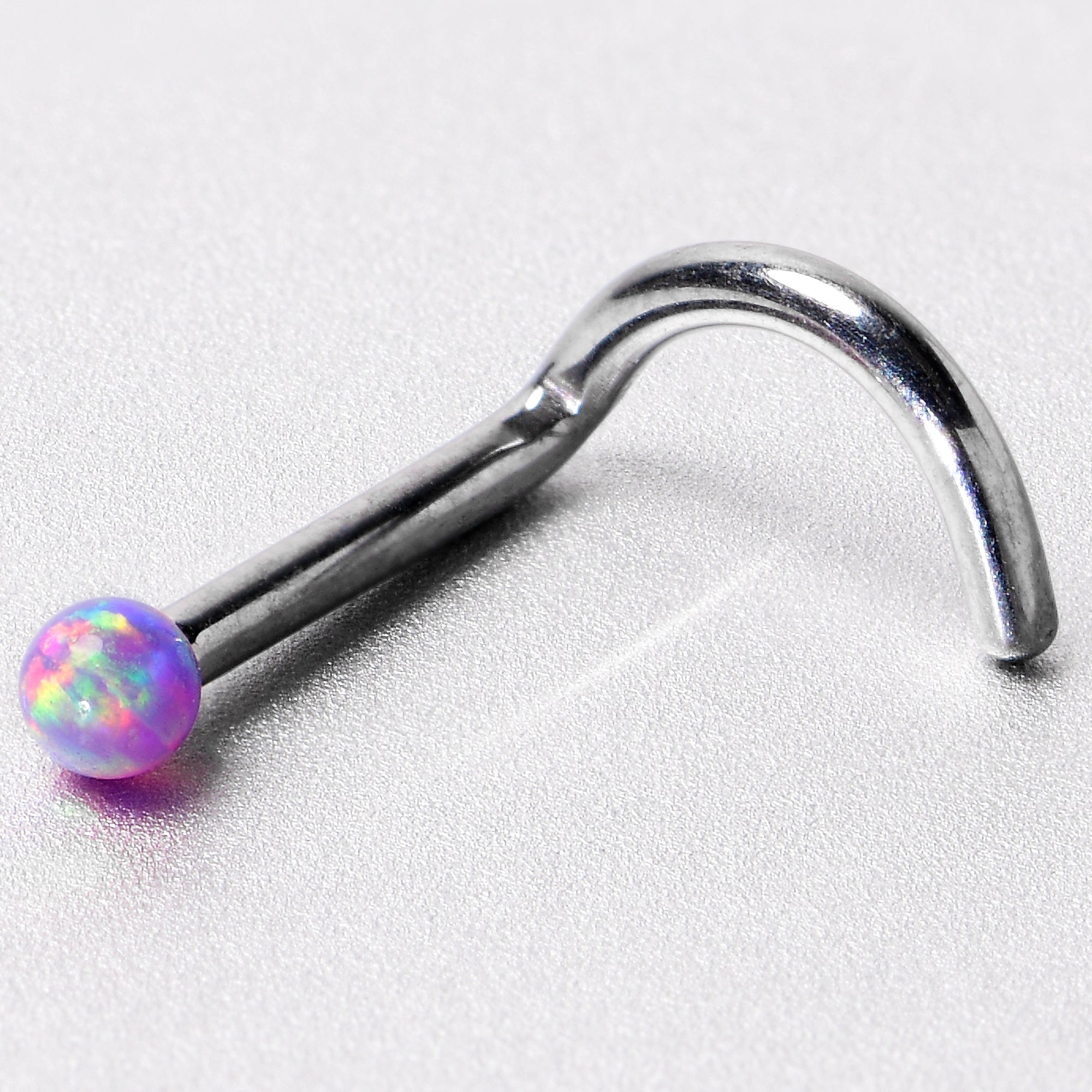 18 Gauge 1/4 Purple Synth Opal G23 Titanium Threadless Left Nose Screw