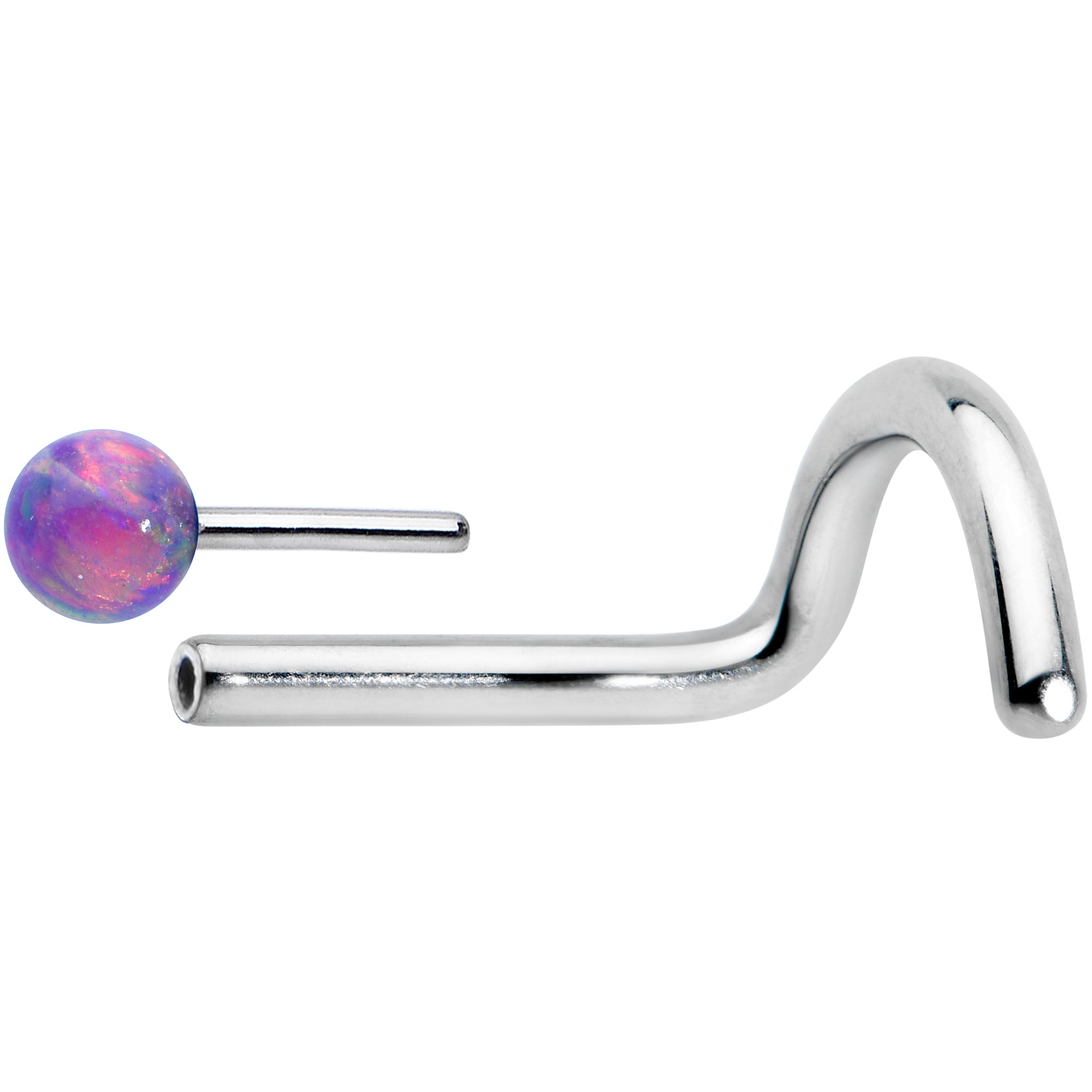 18 Gauge 1/4 Purple Synth Opal G23 Titanium Threadless Left Nose Screw