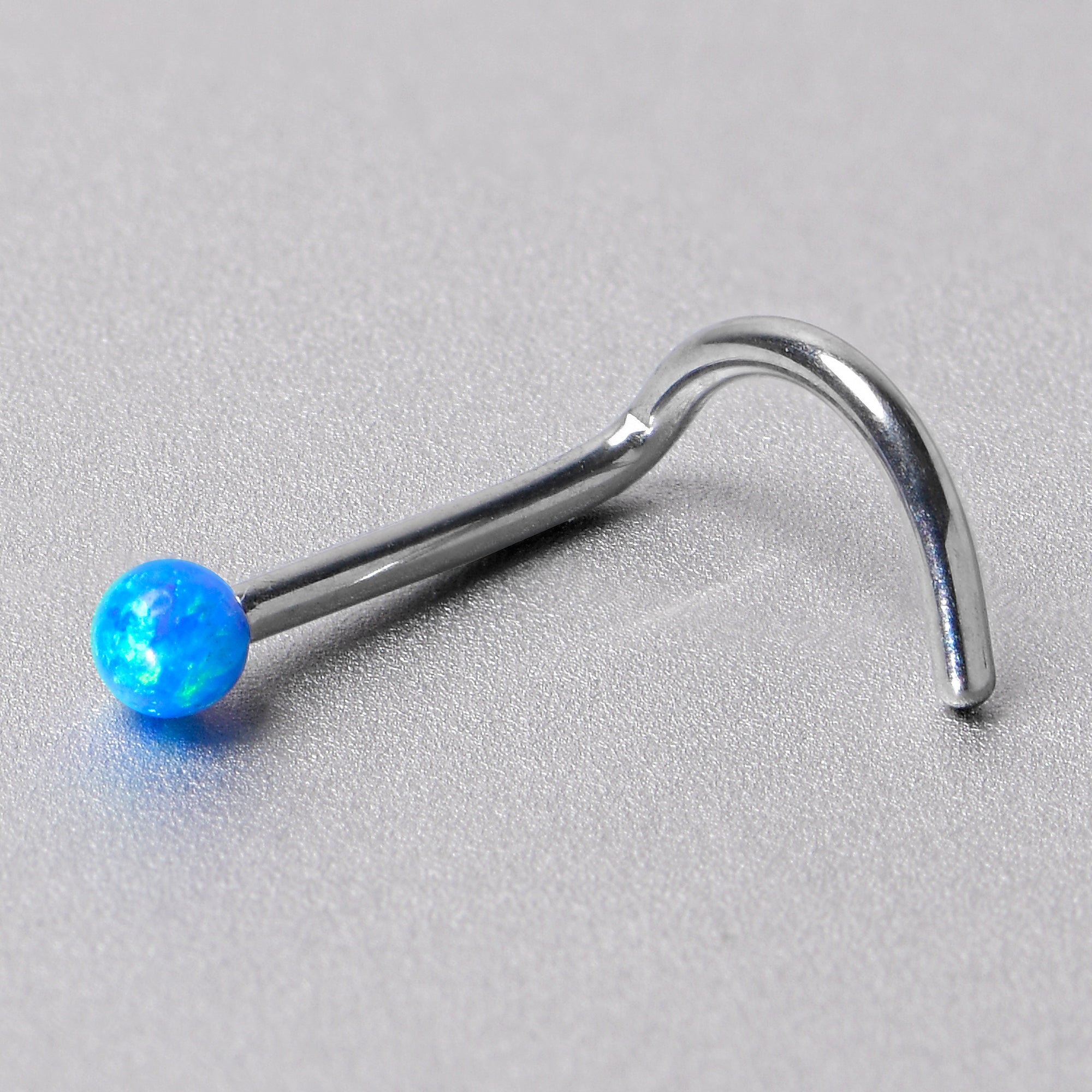 20 Gauge 1/4 Blue Synth Opal G23 Titanium Threadless Left Nose Screw