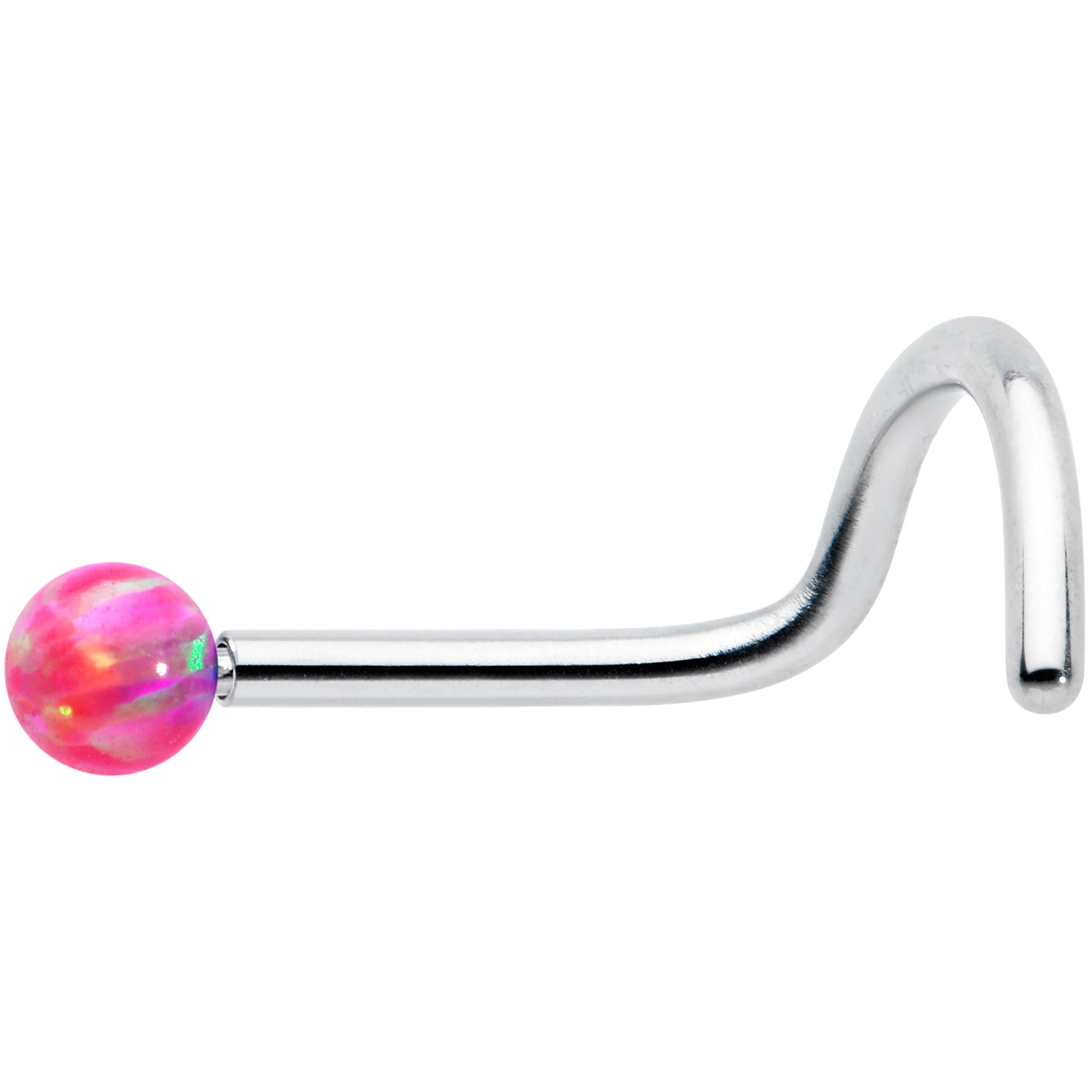 20 Gauge 1/4 Pink Synth Opal G23 Titanium Threadless Left Nose Screw