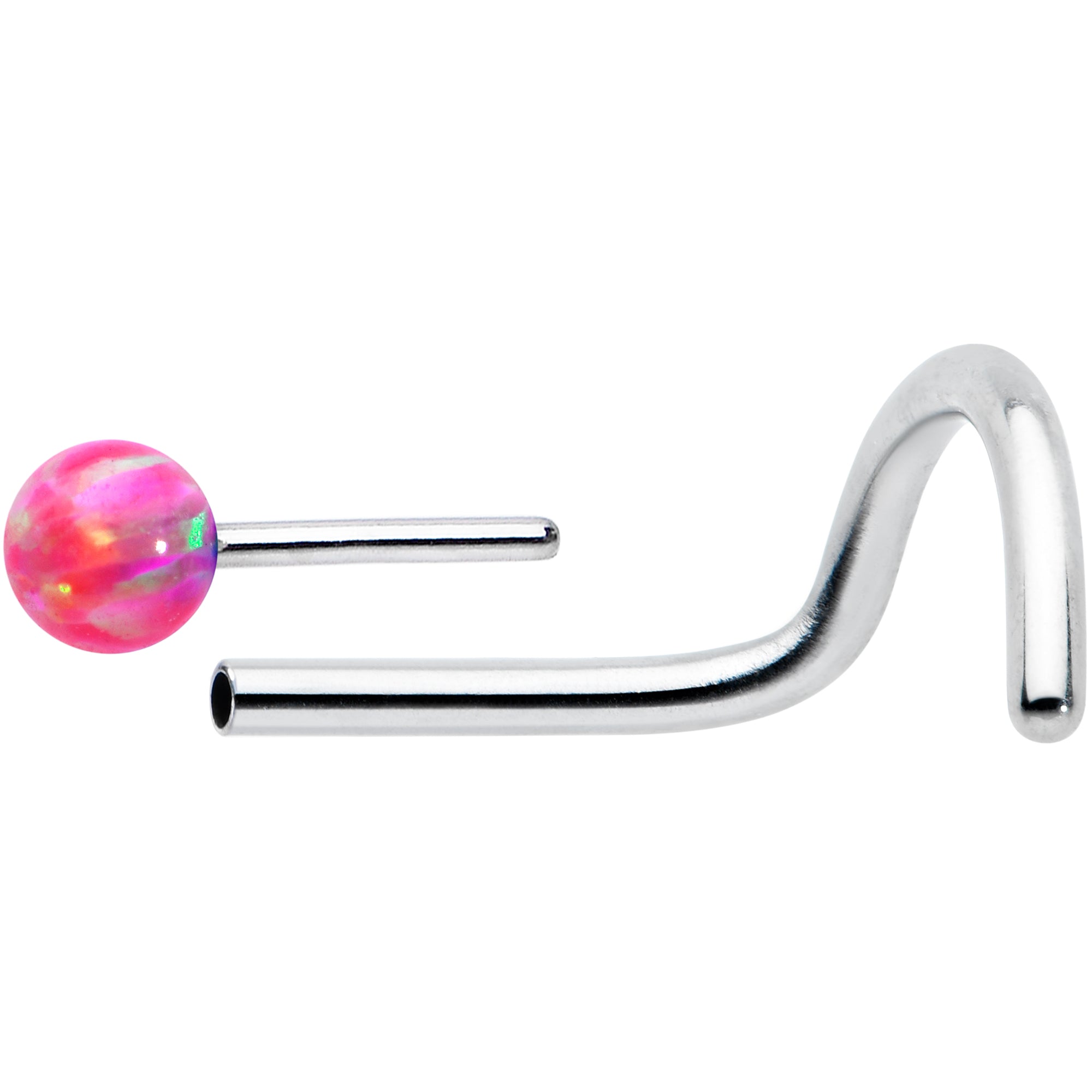 20 Gauge 1/4 Pink Synth Opal G23 Titanium Threadless Left Nose Screw