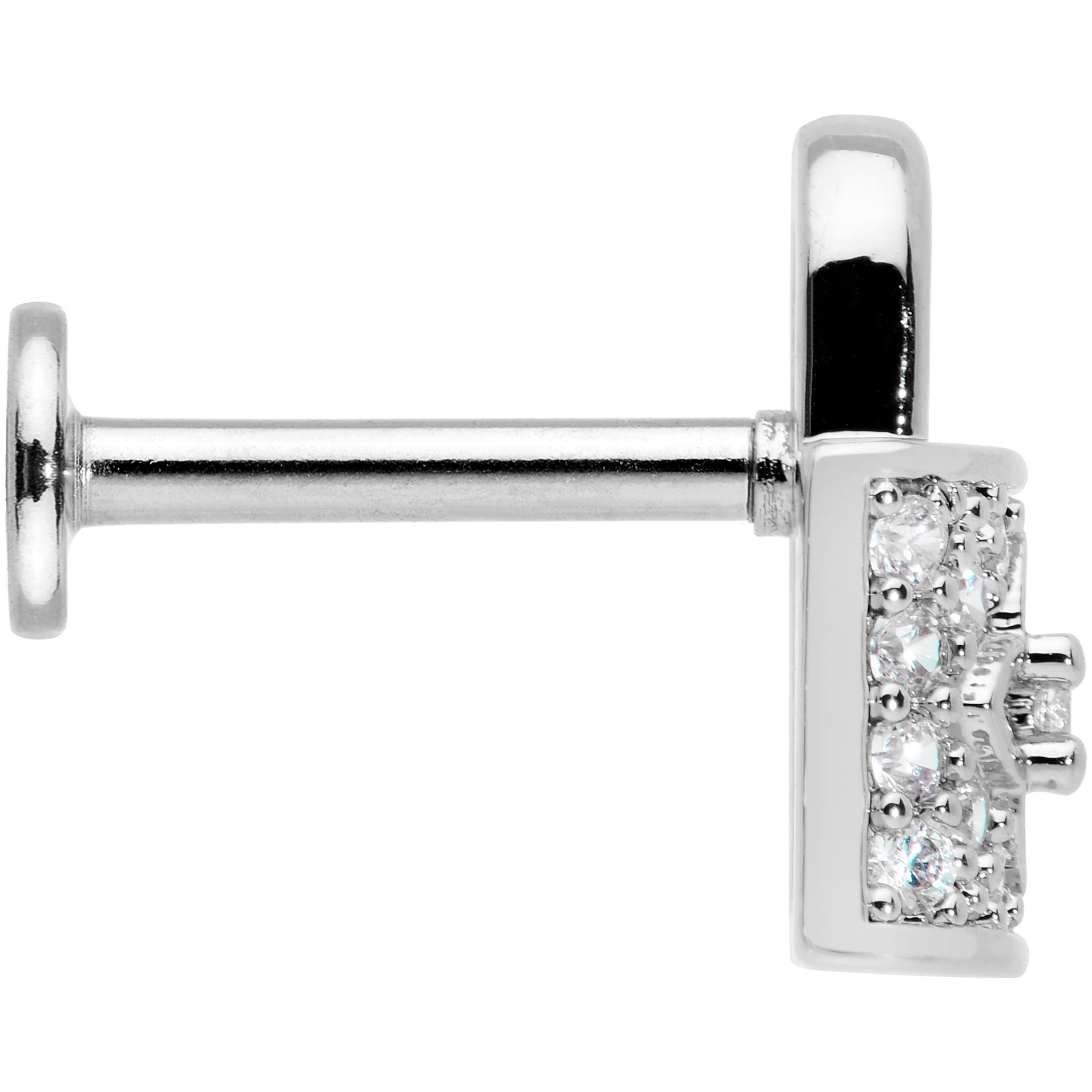 16 Gauge 5/16 Clear CZ Gem Lock It Up Labret Monroe Tragus