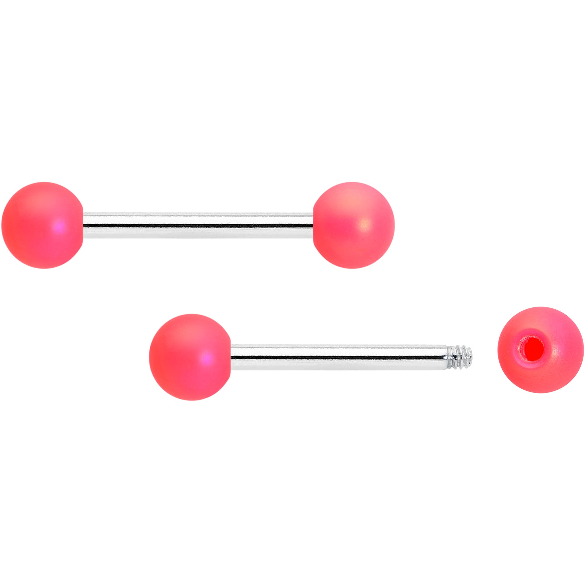 14 Gauge 9/16 Matte Pink Aurora Barbell Nipple Ring Set