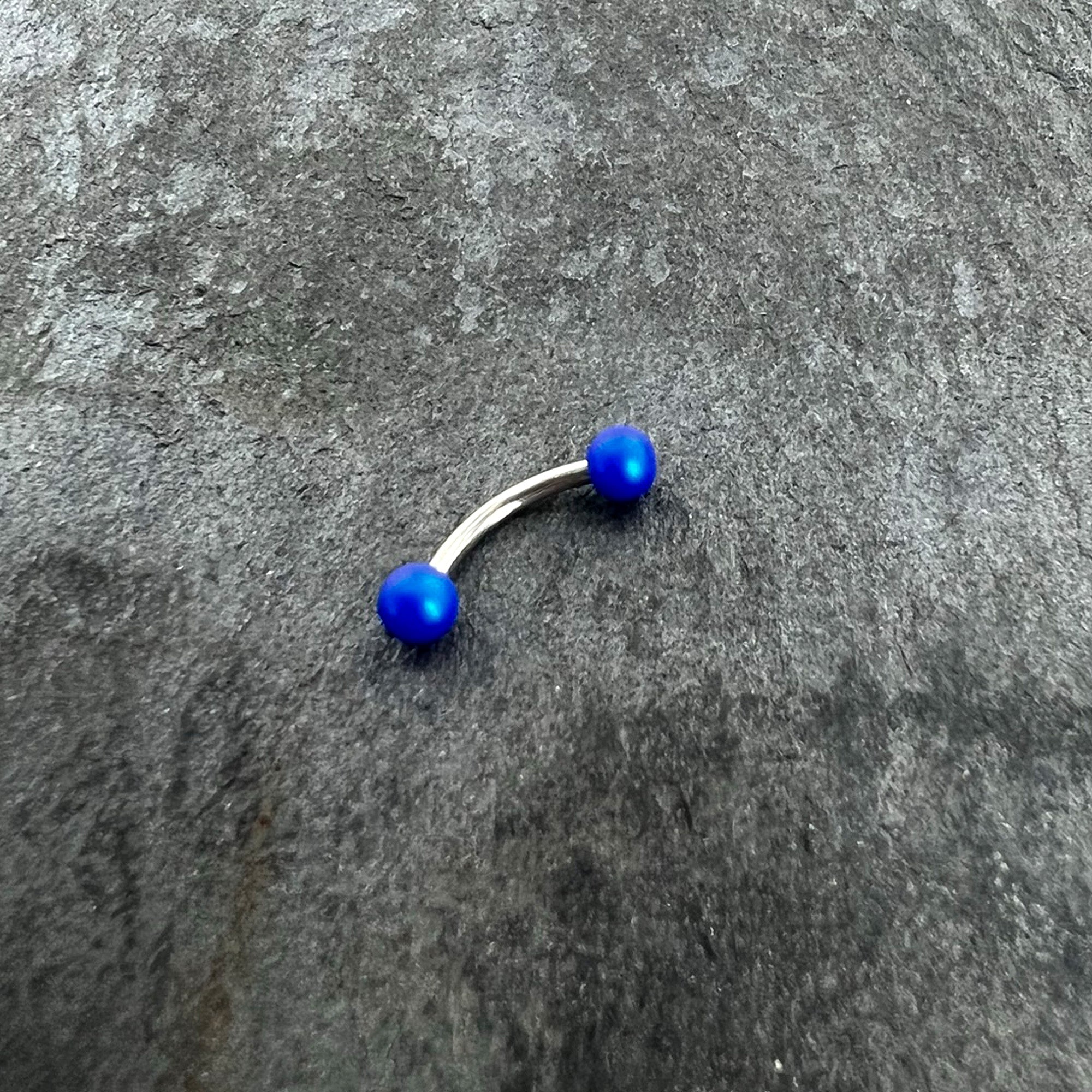 16 Gauge 5/16 Matte Blue Aurora Curved Eyebrow Ring