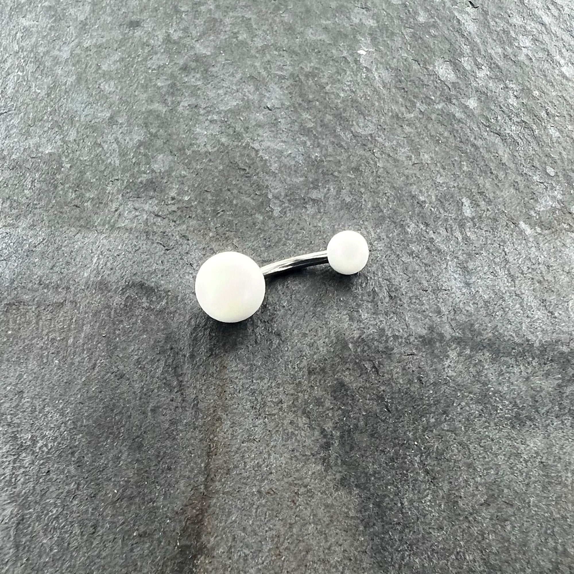 Matte White Aurora Ends Belly Ring