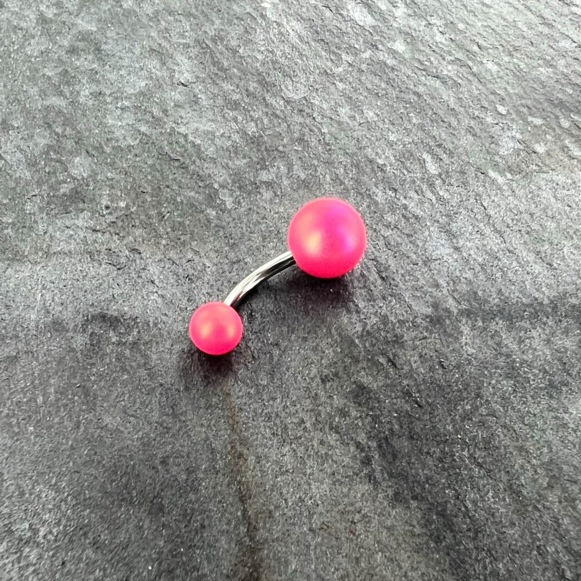 Matte Pink Aurora Ends Belly Ring