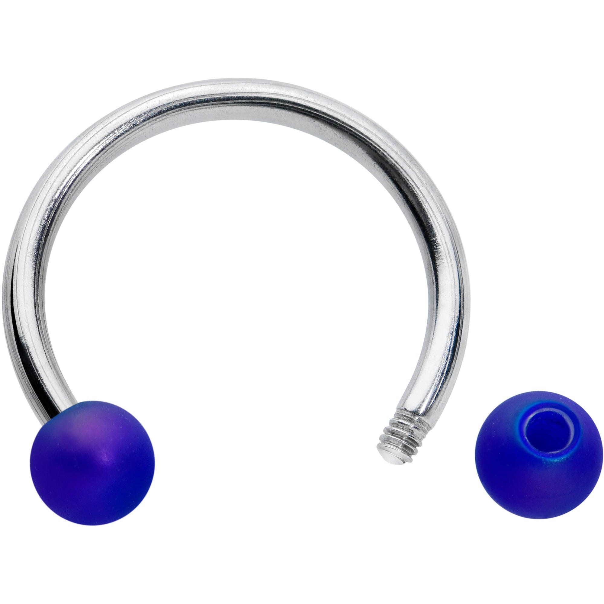 16 Gauge 3/8 Matte Blue Aurora Horseshoe Circular Barbell