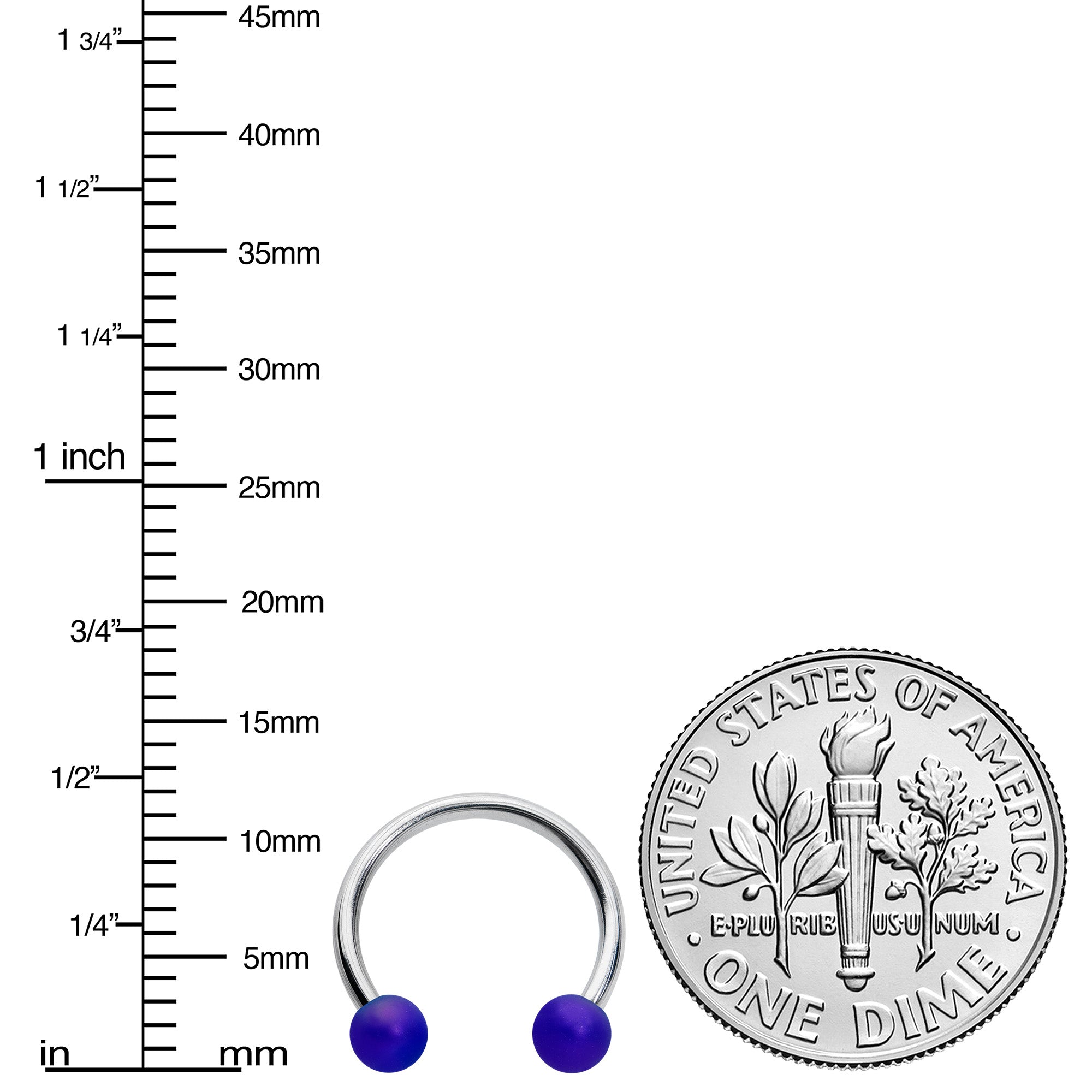 16 Gauge 3/8 Matte Blue Aurora Horseshoe Circular Barbell