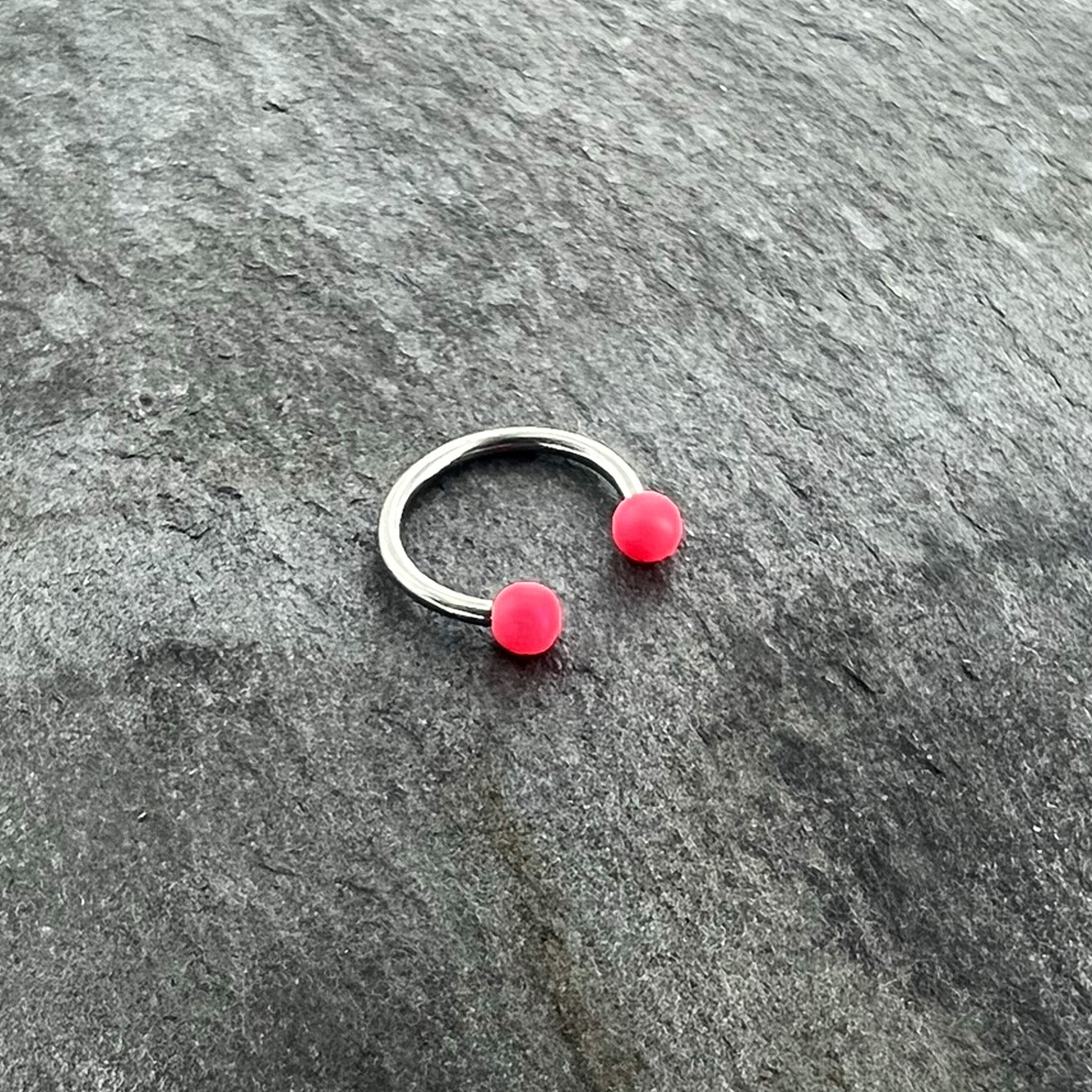 16 Gauge 3/8 Matte Pink Aurora Horseshoe Circular Barbell