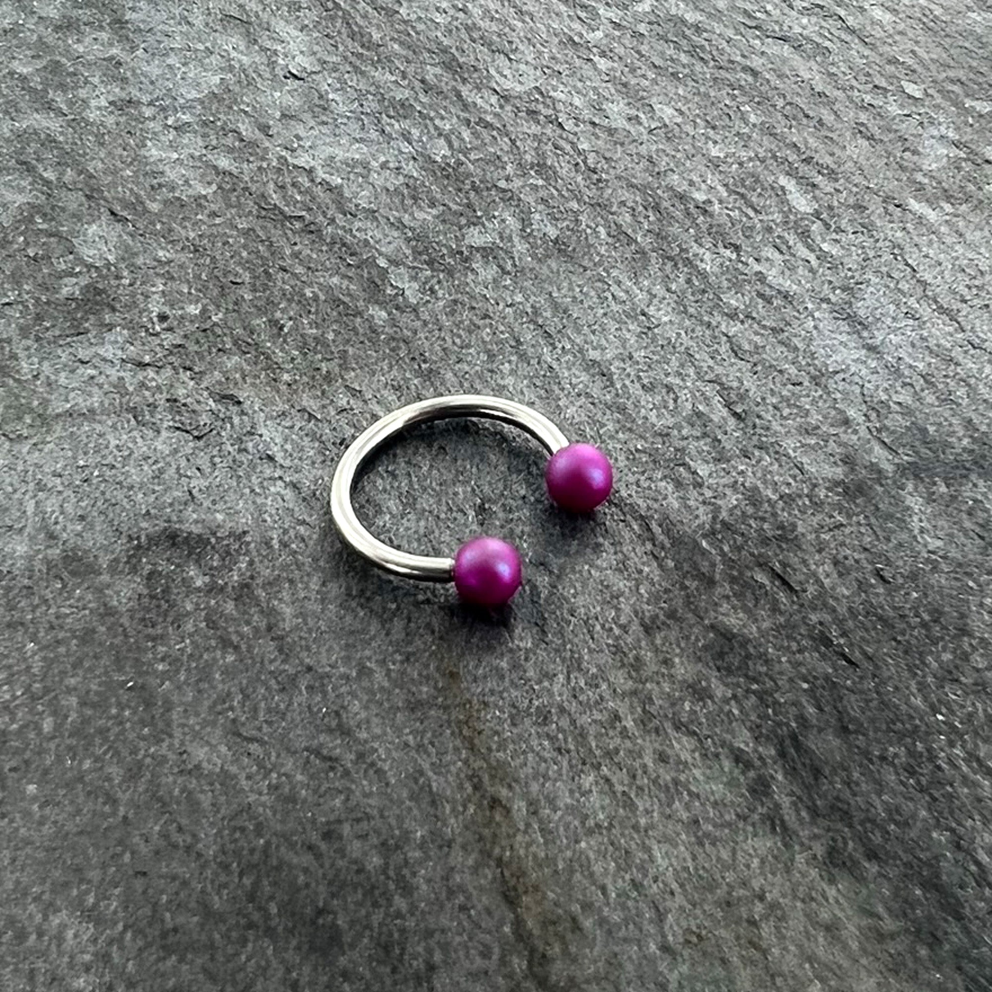 16 Gauge 3/8 Matte Purple Aurora Horseshoe Circular Barbell