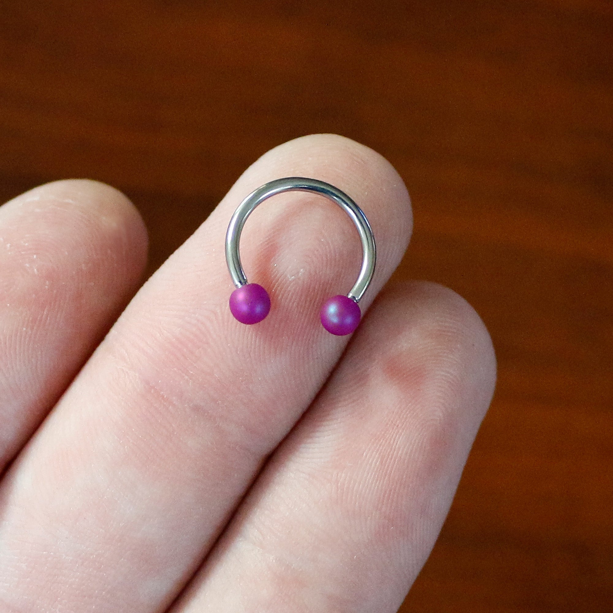 16 Gauge 3/8 Matte Purple Aurora Horseshoe Circular Barbell