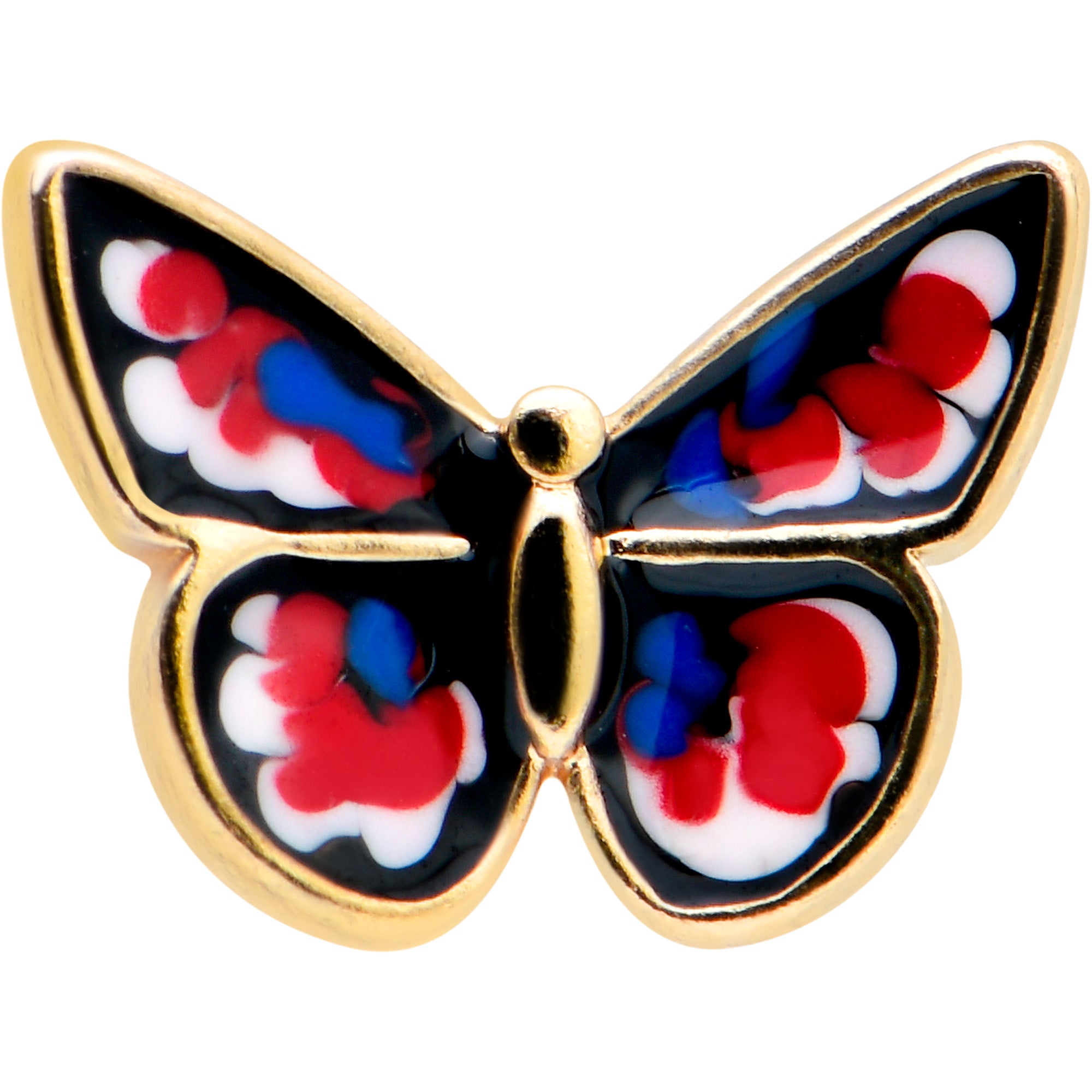 20 Gauge 1/4 Red Blue White Butterfly Nose Bone