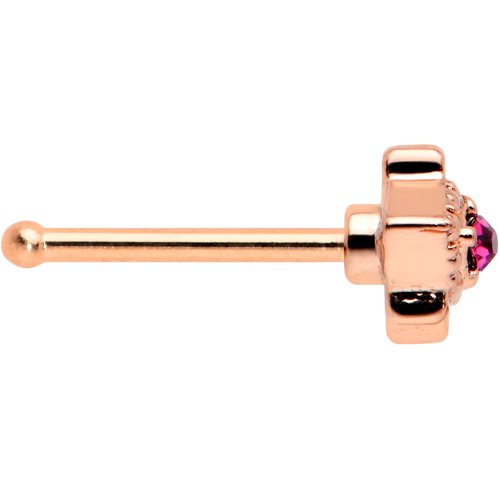 20 Gauge 1/4 Red Gem Rose Gold Tone Octogram Star Nose Bone