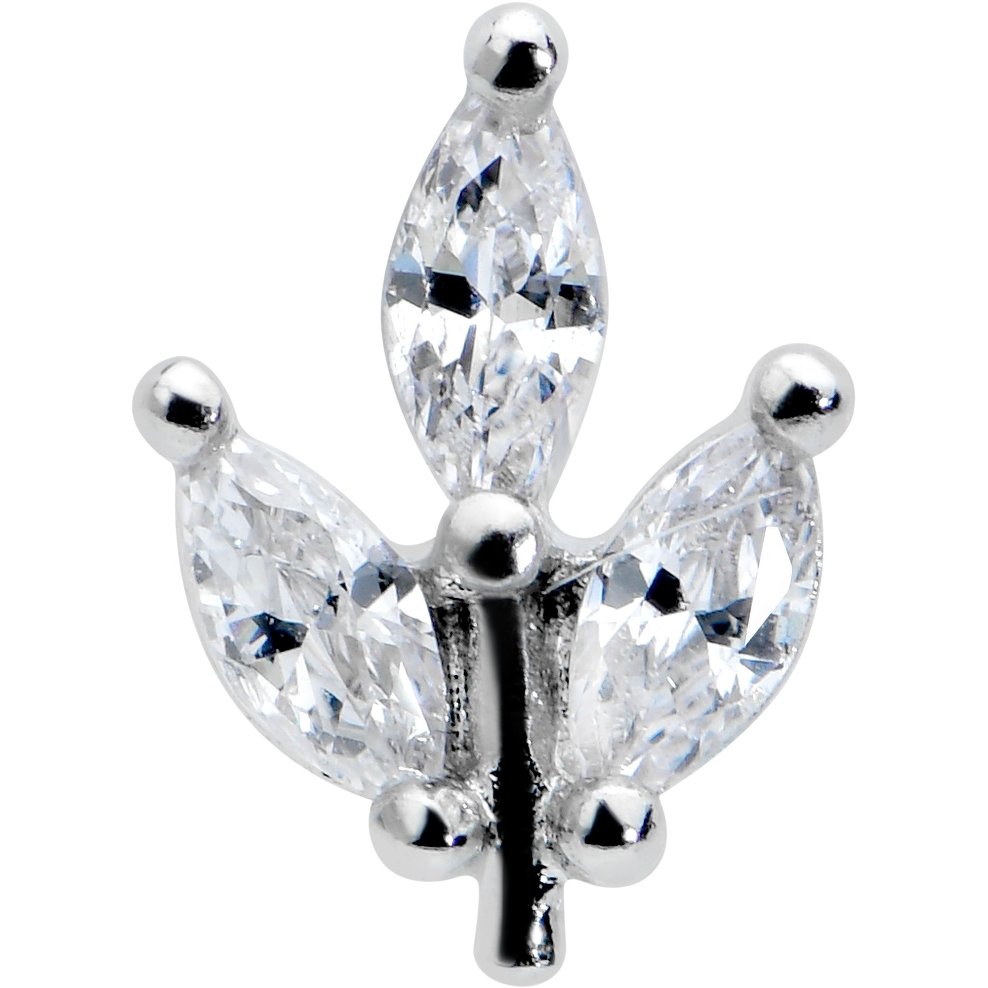 16 Gauge 5/16 Clear CZ Gem Threadless Leaves Labret Monroe Tragus