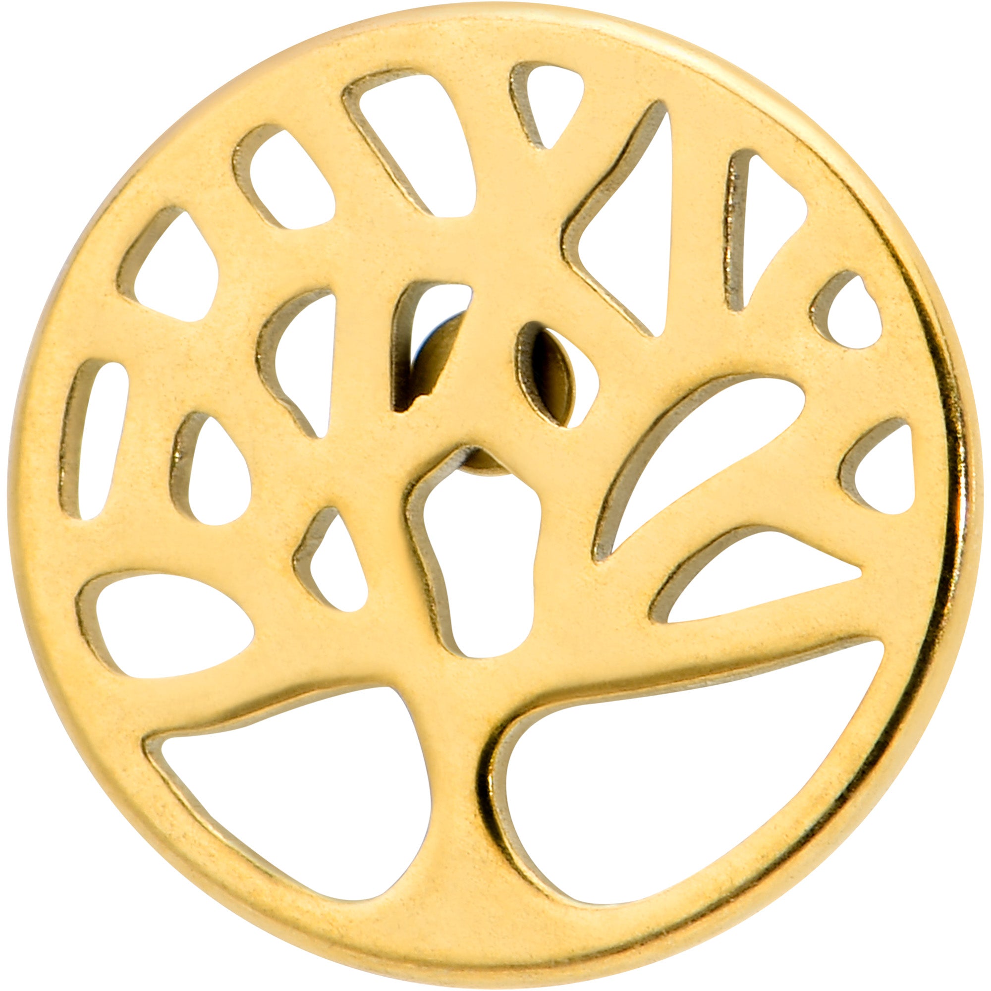 16 Gauge 5/16 Gold Tone Tree Circle Internal Thread Labret Monroe Tragus