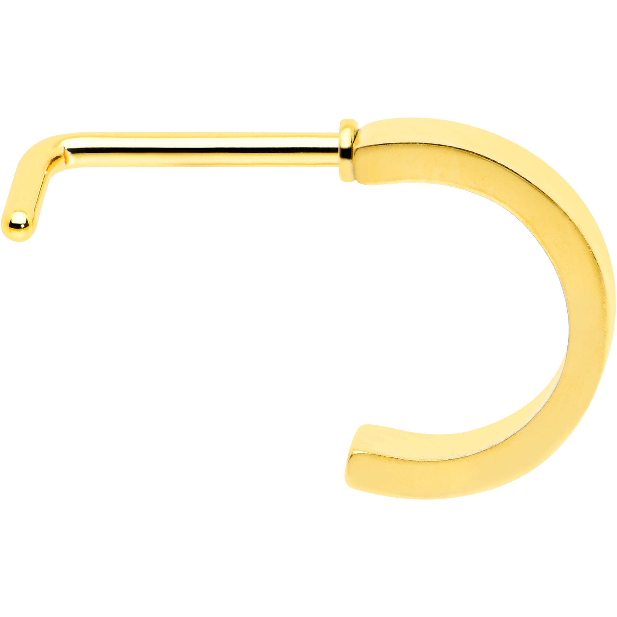 20 Gauge 1/4 Gold Tone Simply Smooth Faux Hoop L Shape Nose Ring