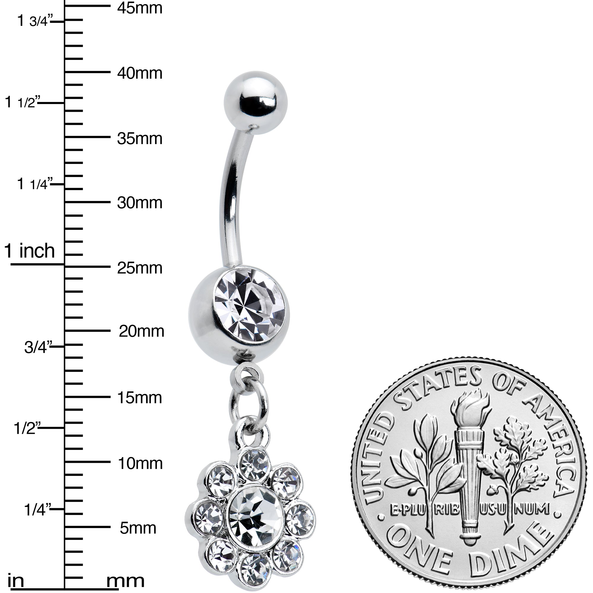 Clear Gem Whimsy Flower Dangle Belly Ring