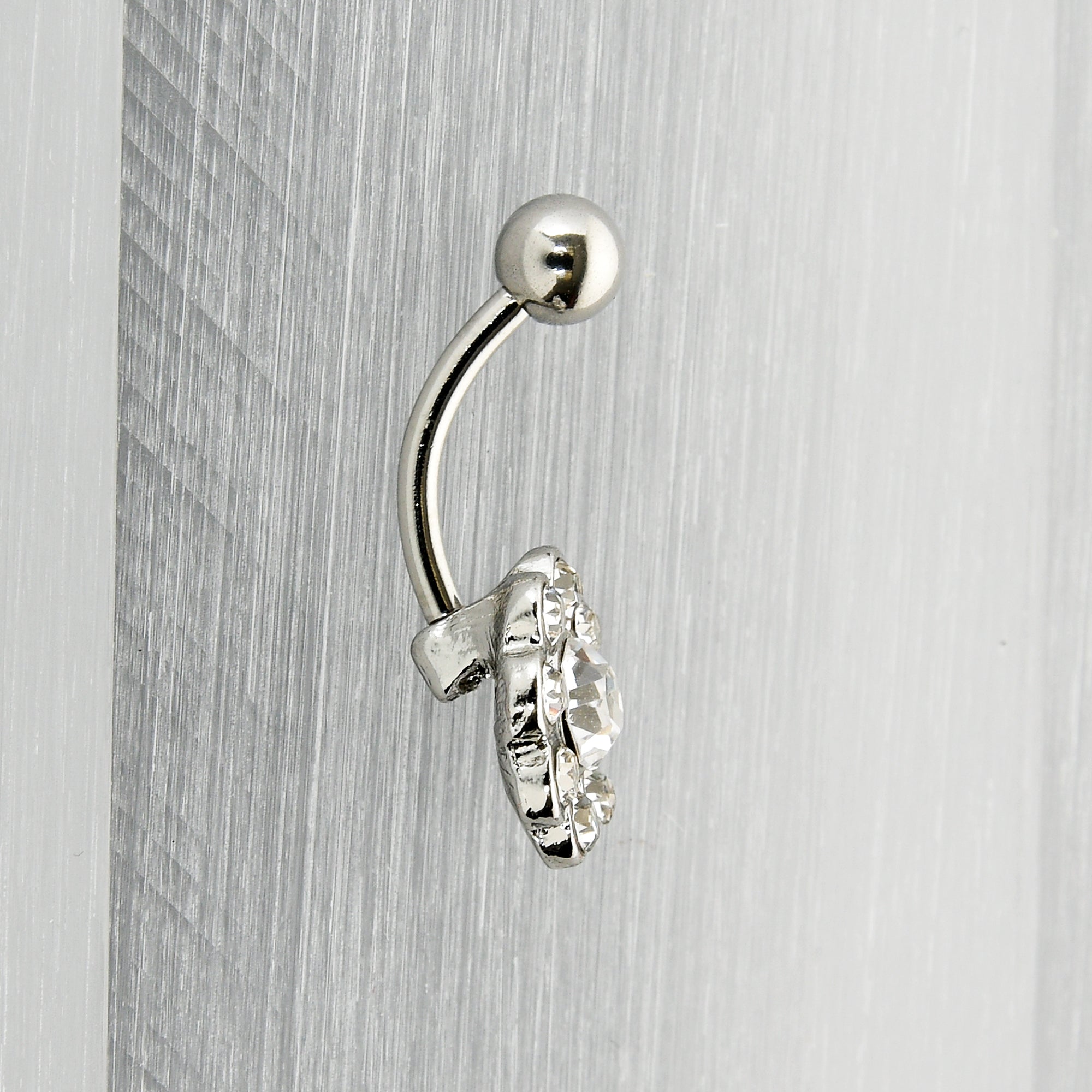 Clear Gem Whimsy Flower Belly Ring